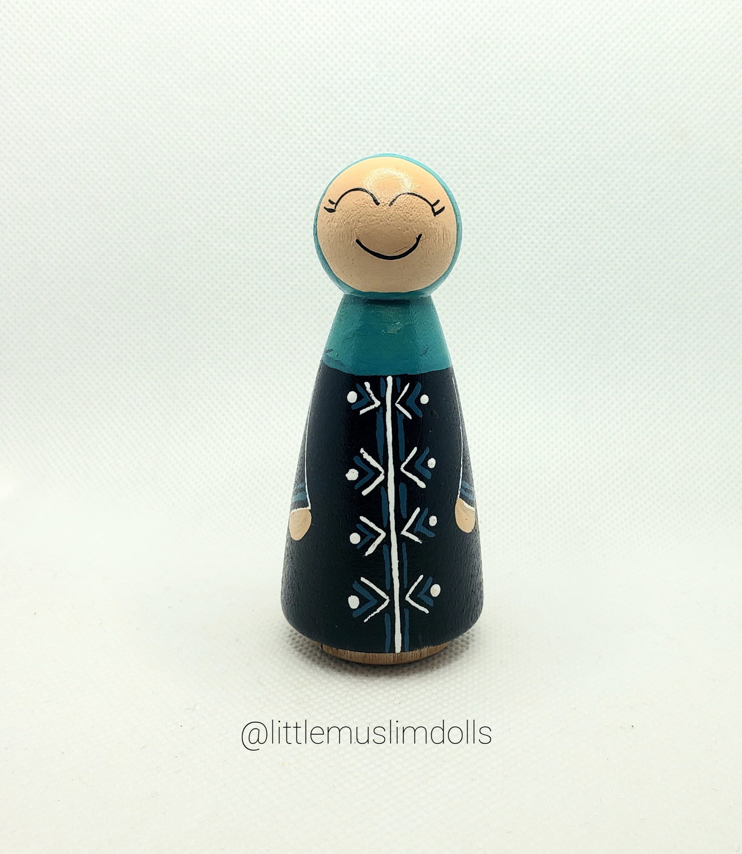 Muslim Peg Doll Wedding Cake Topper Islamic Arabic Hijab Couple Primary Colors Muslimah Niqab - image 3