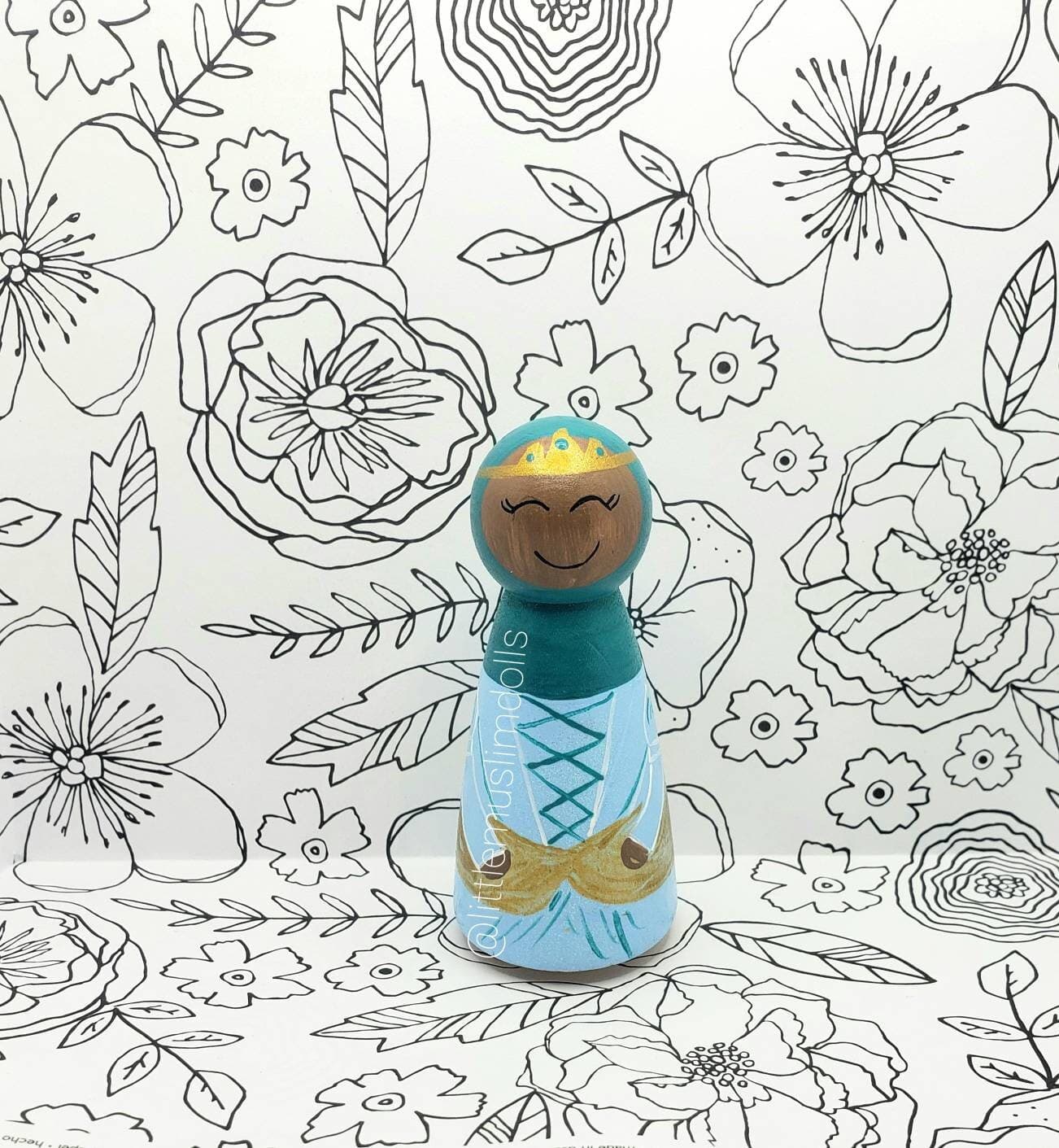Muslim Princess Peg Doll/Princess Wood Doll/Muslim Queen/Hijab Sparkle/Wood Doll/Islamic Doll/Muslim Barbie Princess/Montessori Waldorf Doll - image 3