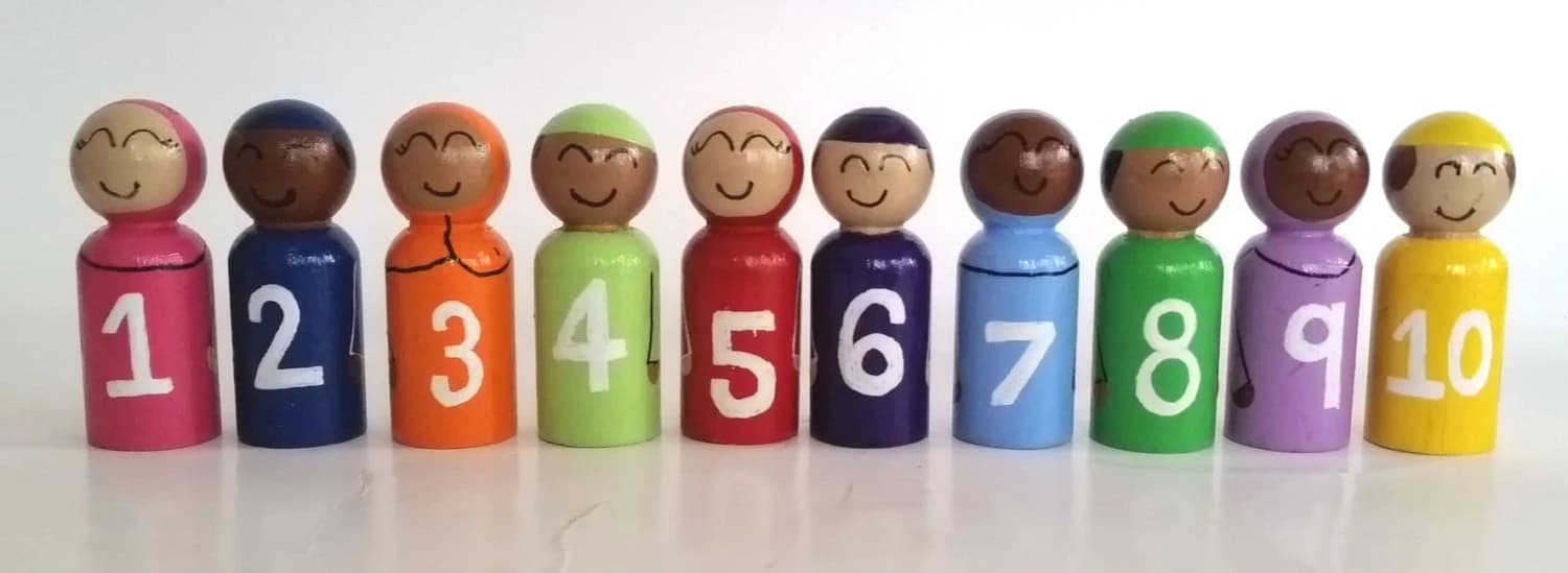Counting Peg Dolls/Math Numbers/Numbers Sequence/Rainbow Peg/Wood Doll/Ordinal Numbers/Math Toy/Islamic Toy/Muslim/Montessori Waldorf Toy - image 3
