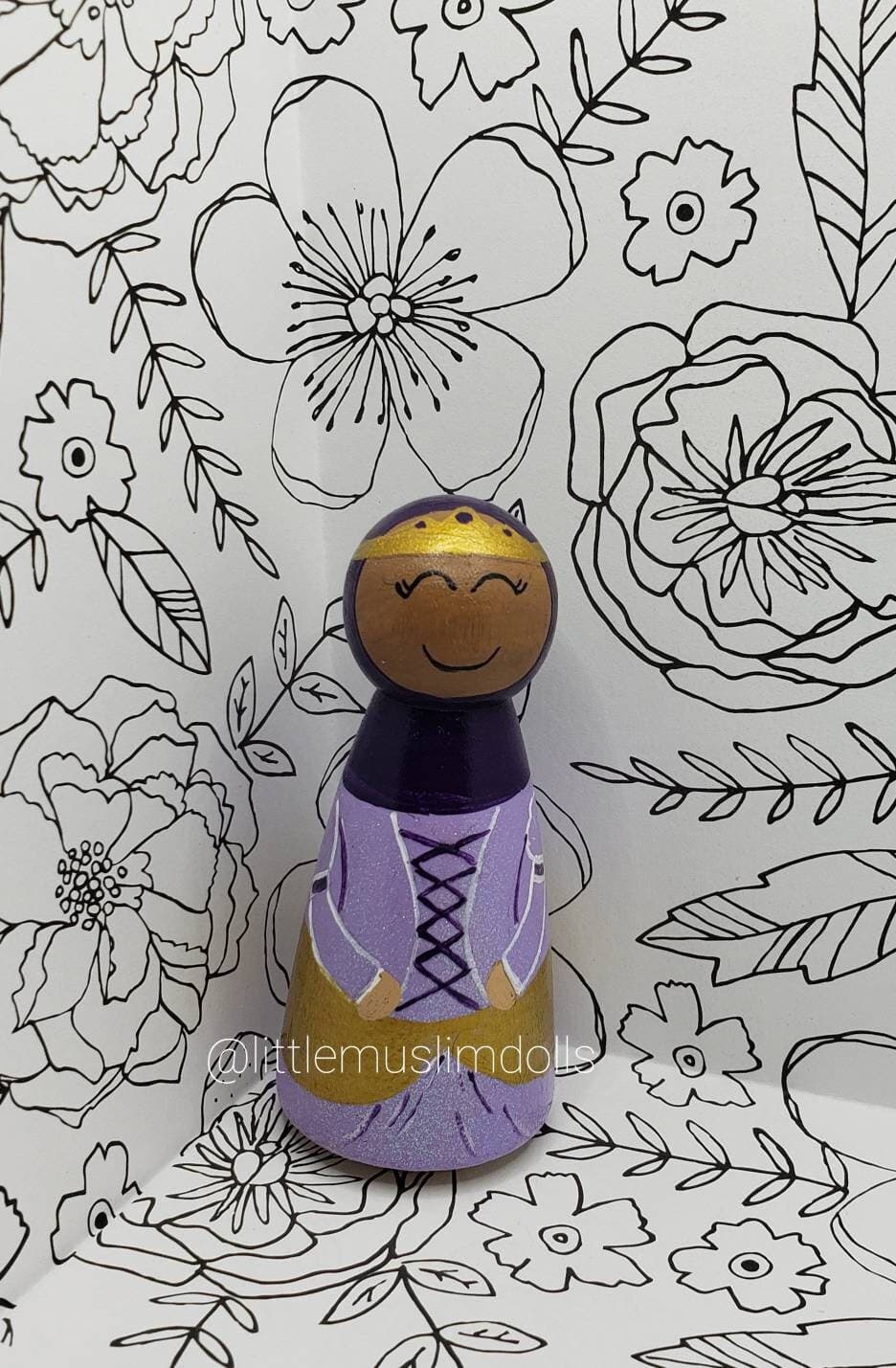 Muslim Princess Peg Doll/Princess Wood Doll/Muslim Queen/Hijab Sparkle/Wood Doll/Islamic Doll/Muslim Barbie Princess/Montessori Waldorf Doll - image 4