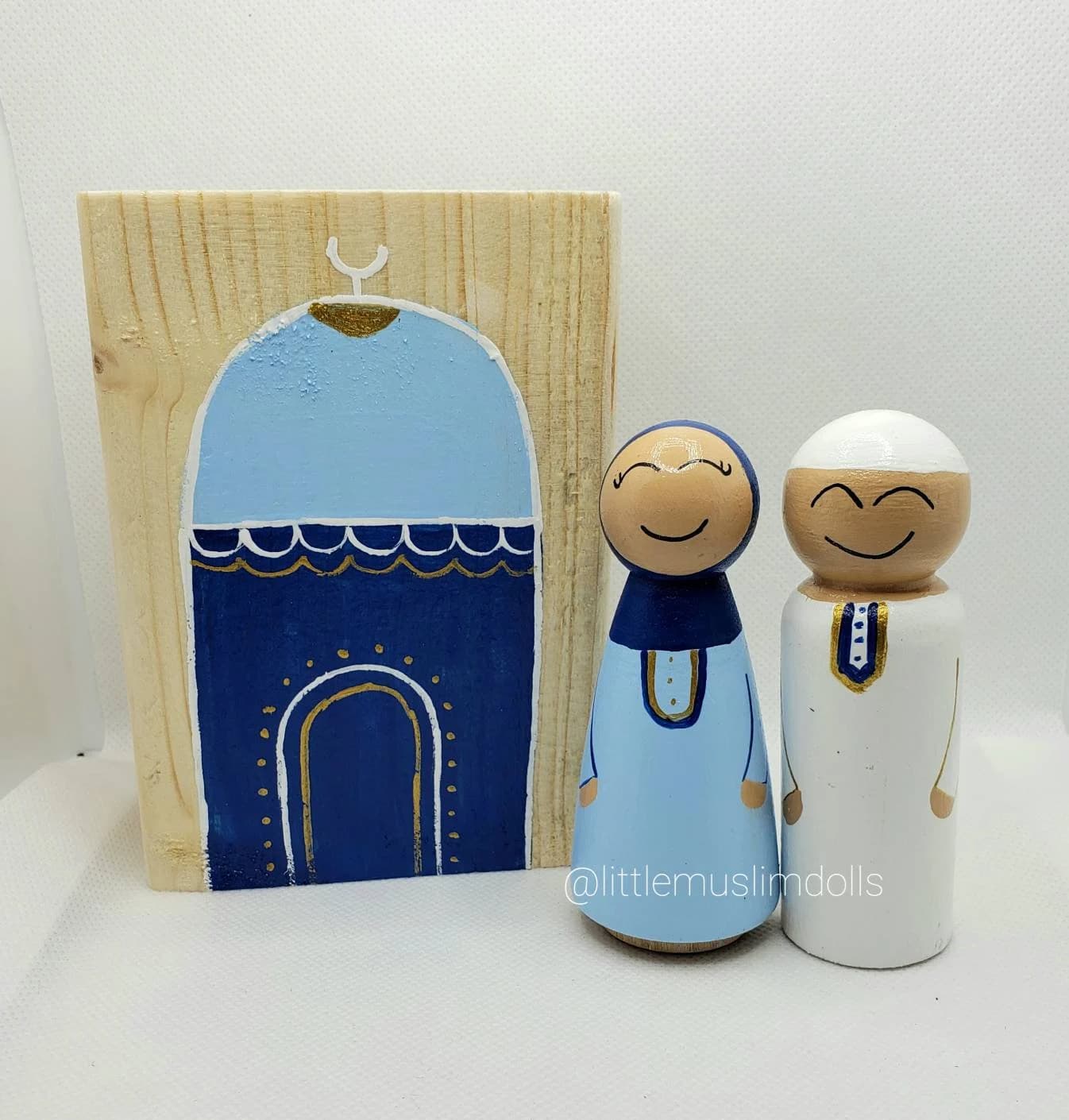 Masjid Block Muslim Peg Doll Color Wood Masjid Mosque Ramadan Decor Islamic Doll Eid - image 4