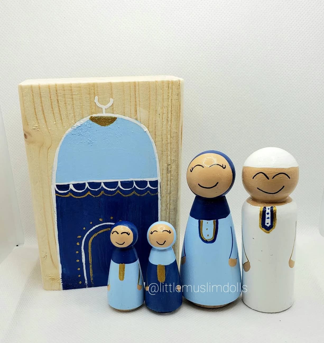 Masjid Block Muslim Peg Doll Color Wood Masjid Mosque Ramadan Decor Islamic Doll Eid