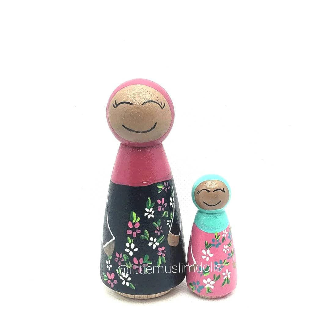 Mommy and Me Doll Muslim Peg Doll Islamic Toy Hijab Arabic Arab
