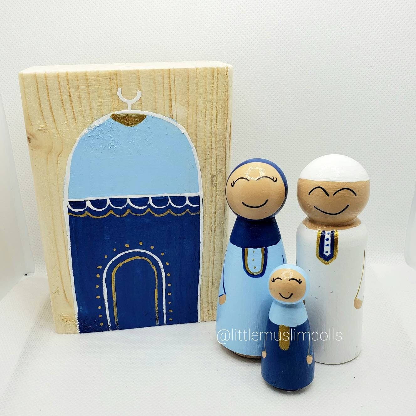 Masjid Block Muslim Peg Doll Color Wood Masjid Mosque Ramadan Decor Islamic Doll Eid - image 3