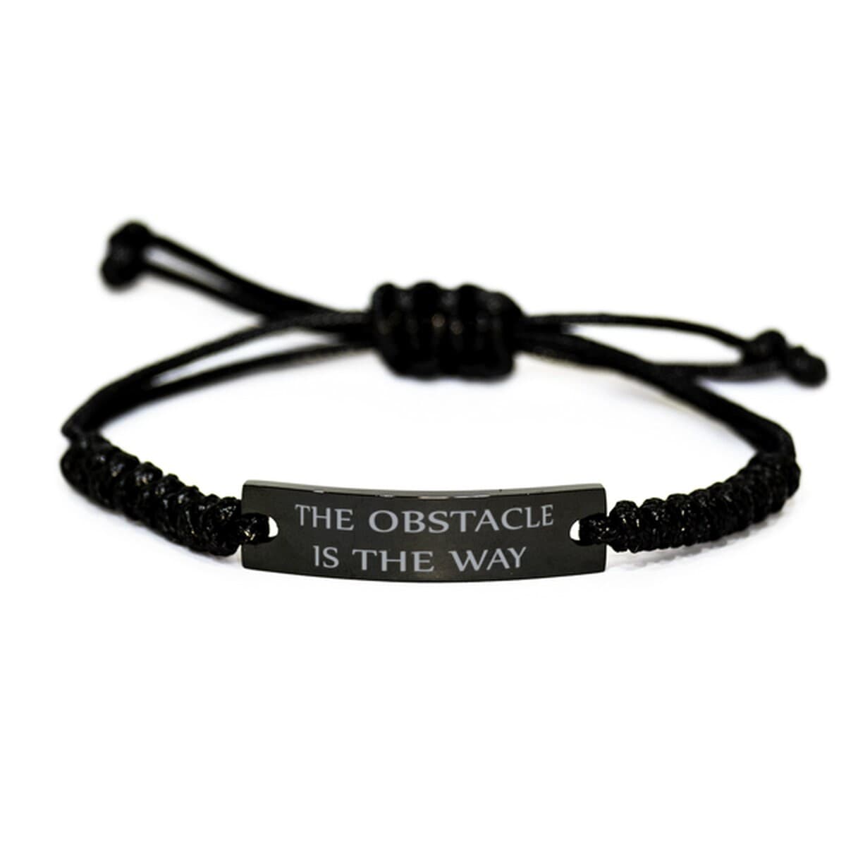 The Obstacle Is The Way,inspirational Bracelet,black Rope Bracelet,inspirational Jewelry,motivational Jewelry,best Friend Gift