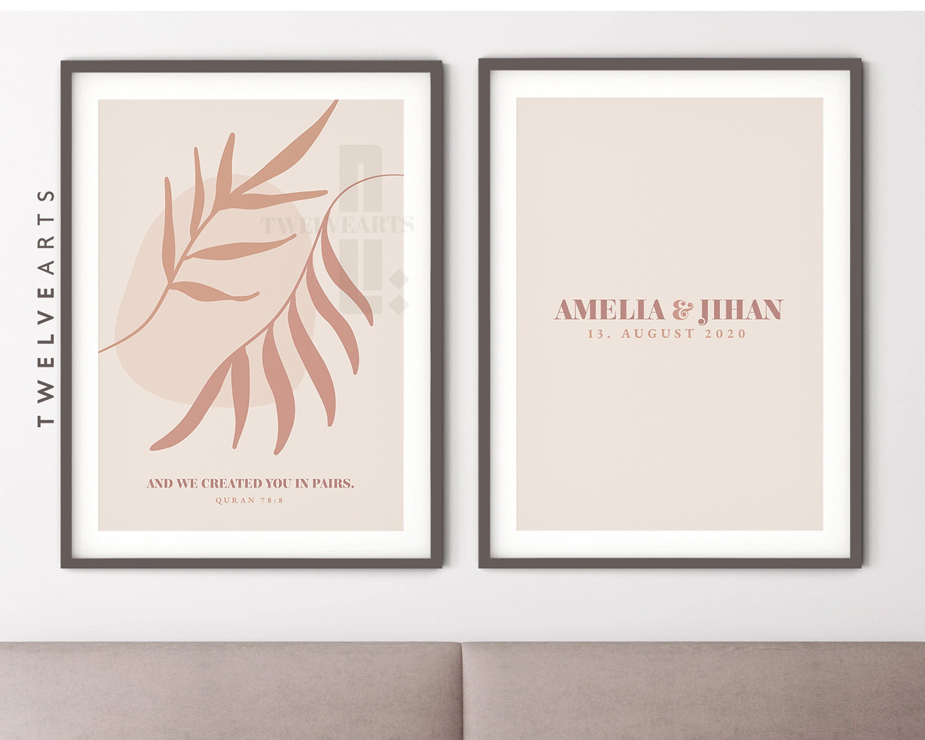 Quran 78:8, And we created you in pairs, Allah, Hub, Love, personalized, Couple Poster Set, Islam Poster, Islam Couple, Islamic Quotes