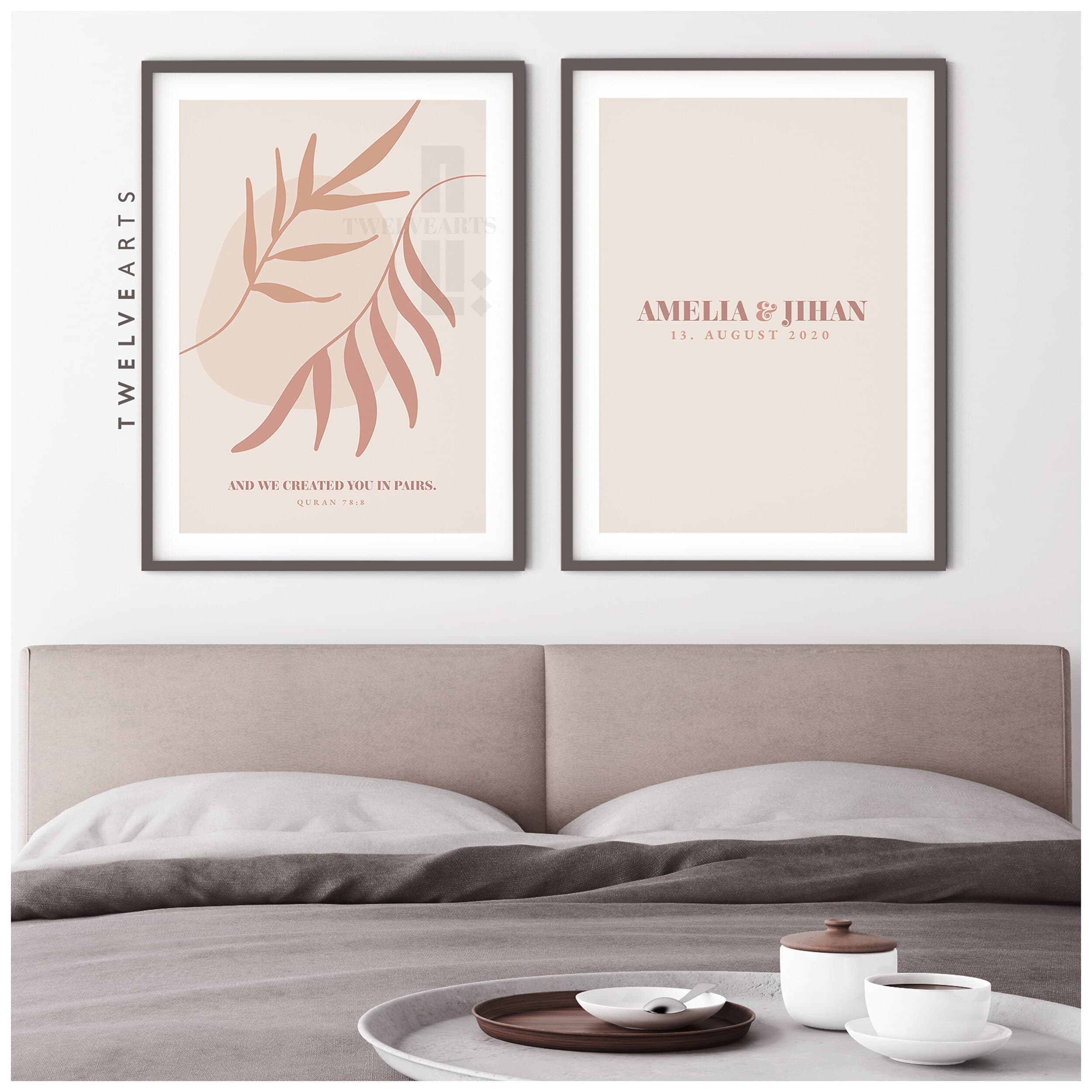 Quran 78:8, And we created you in pairs, Allah, Hub, Love, personalized, Couple Poster Set, Islam Poster, Islam Couple, Islamic Quotes - image 3
