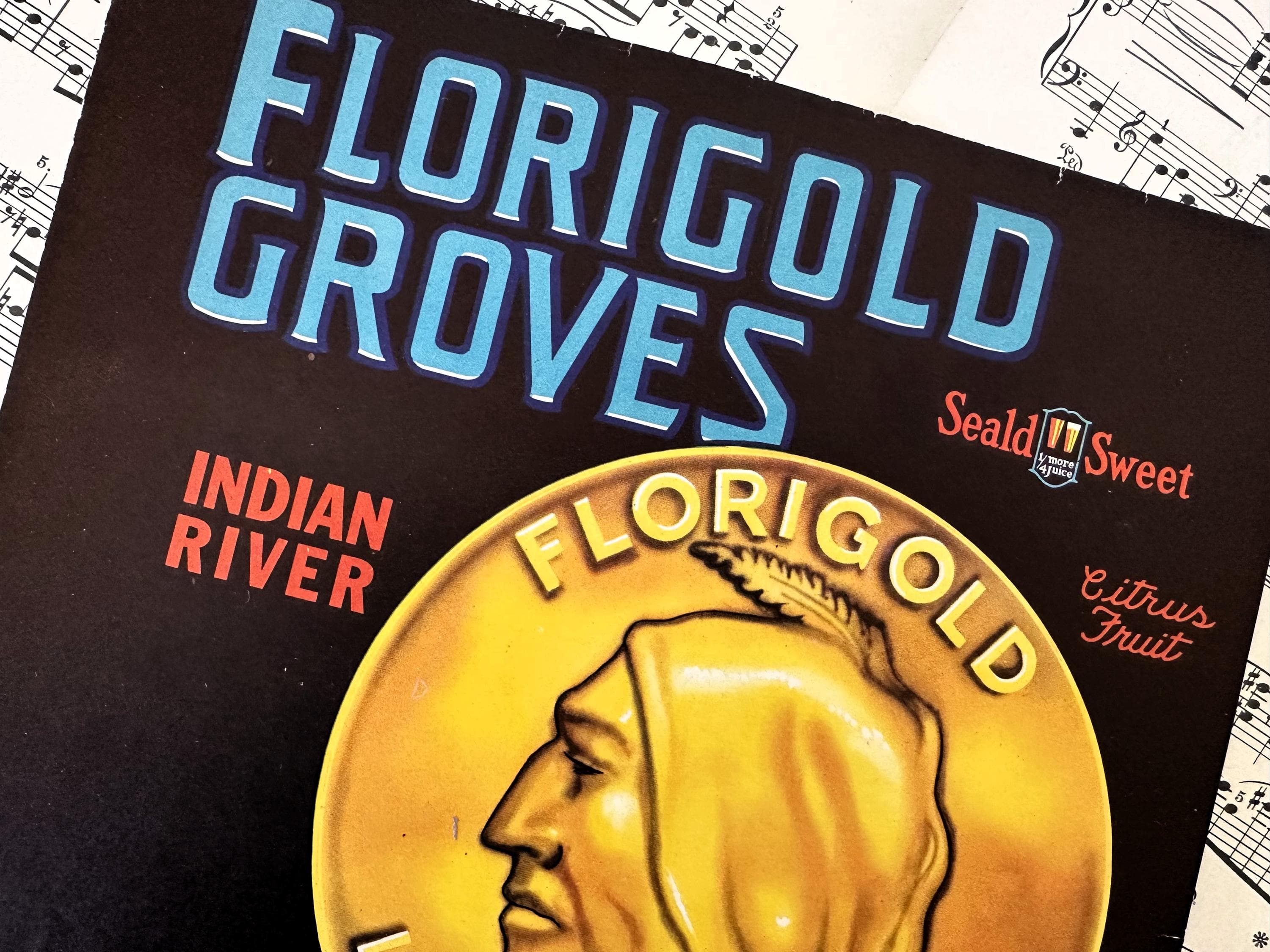 Vintage Original FLORIGOLD Groves Citrus Label,1930’s, 9 x 9 Inches - image 3