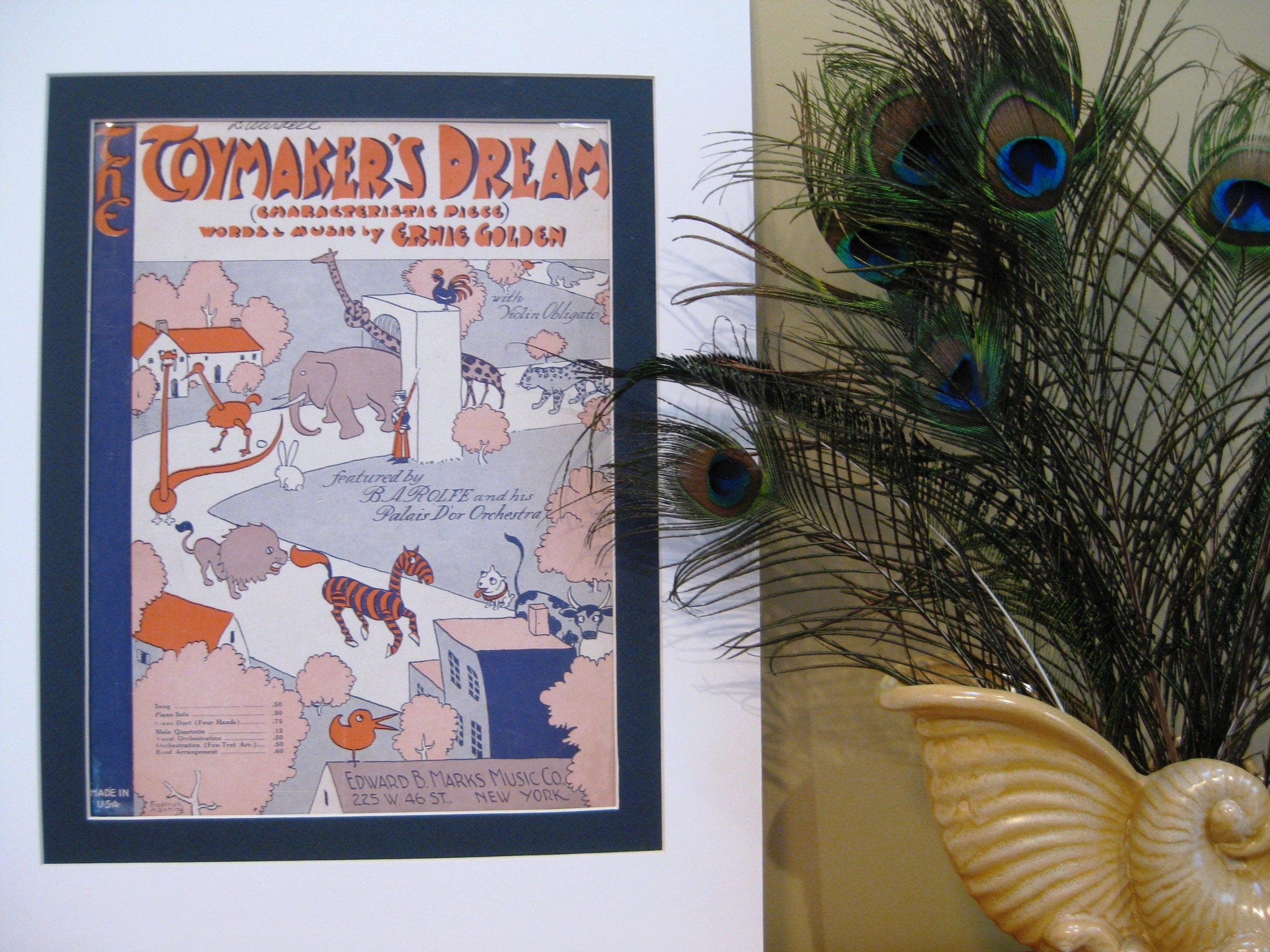 Vintage "The Toymaker’s Dream" Sheet Music, Matted Animal Parade Art, 1929