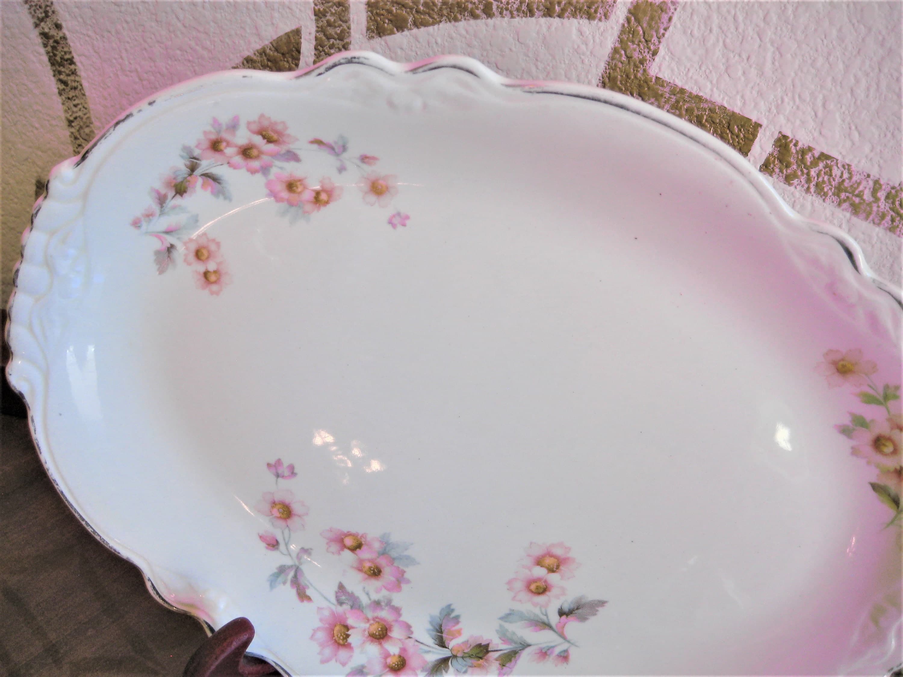 Homer Laughlin Platter, Virginia Rose Pattern, Platinum Trim, Vintage - image 5