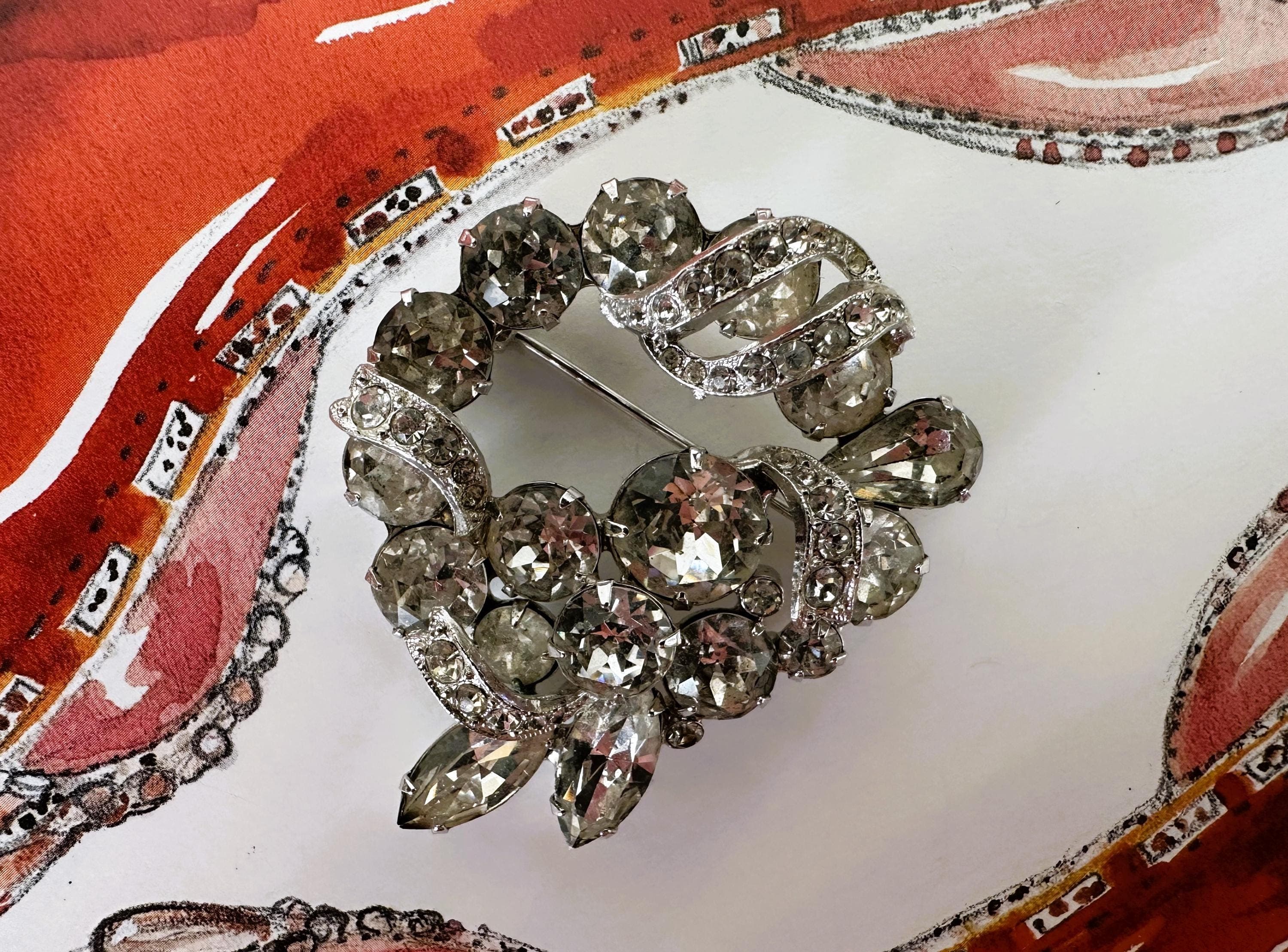 Rhinestone Brooch, EISENBERG Designer, Silver Tone Settings, Vintage Find - image 4