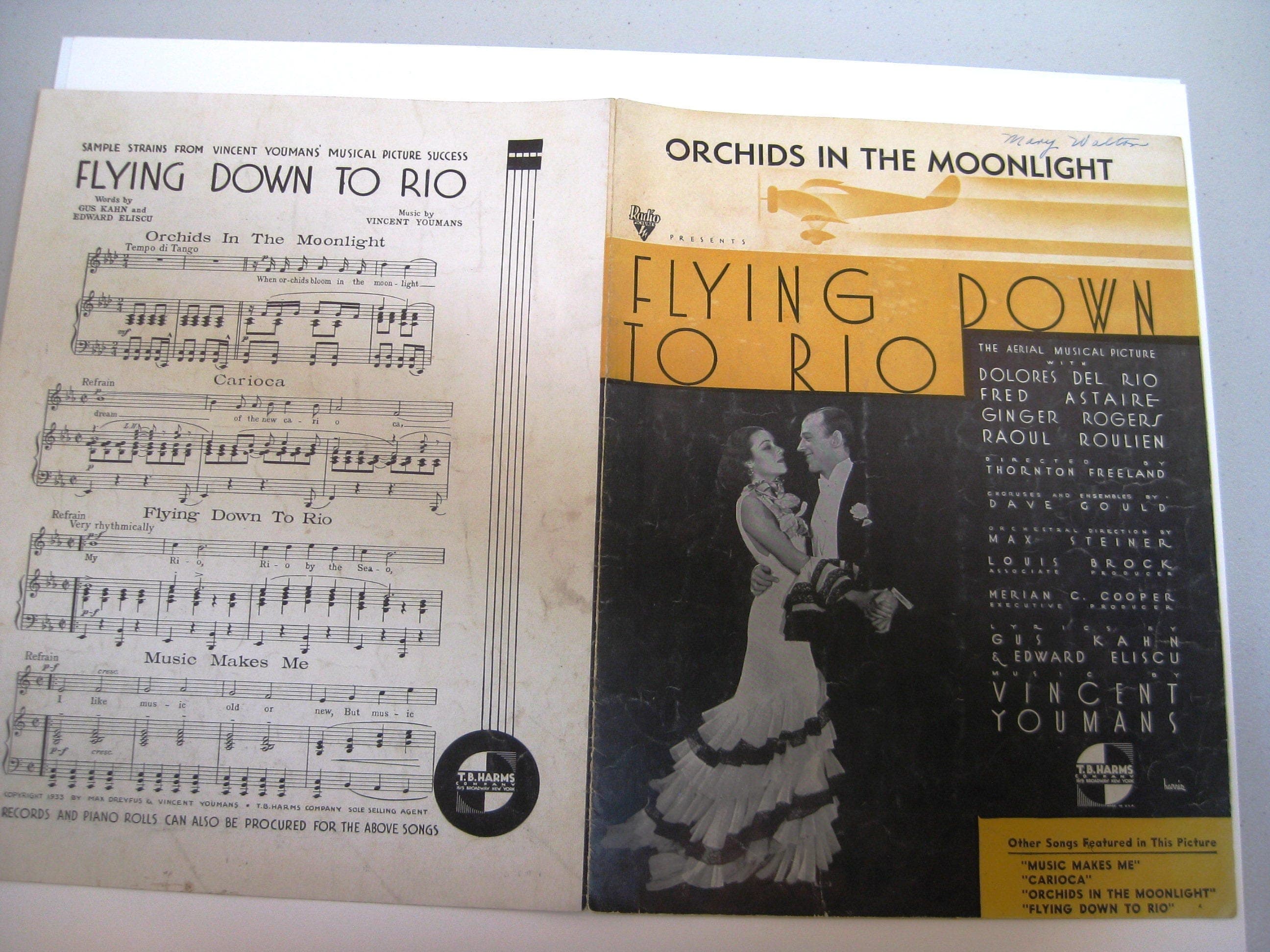 Vintage "Flying Down to Rio" Sheet Music, Fred Astaire, 1933 (Matted) - image 4