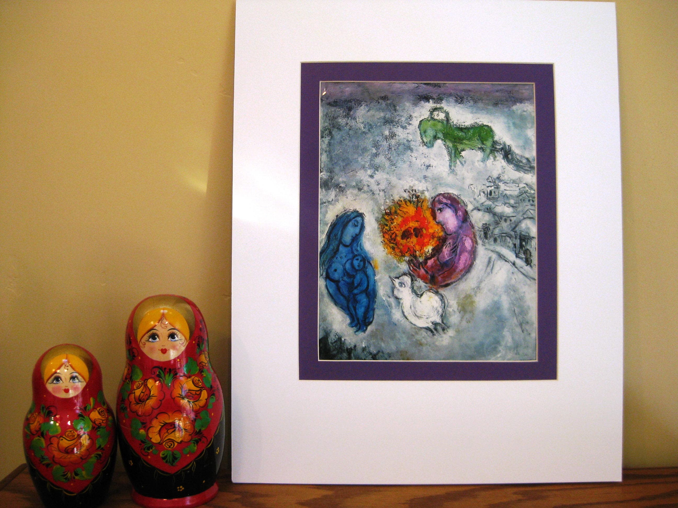 Marc Chagall 'The Green Horse' Vintage Art Print, Matted 16x20 - image 3