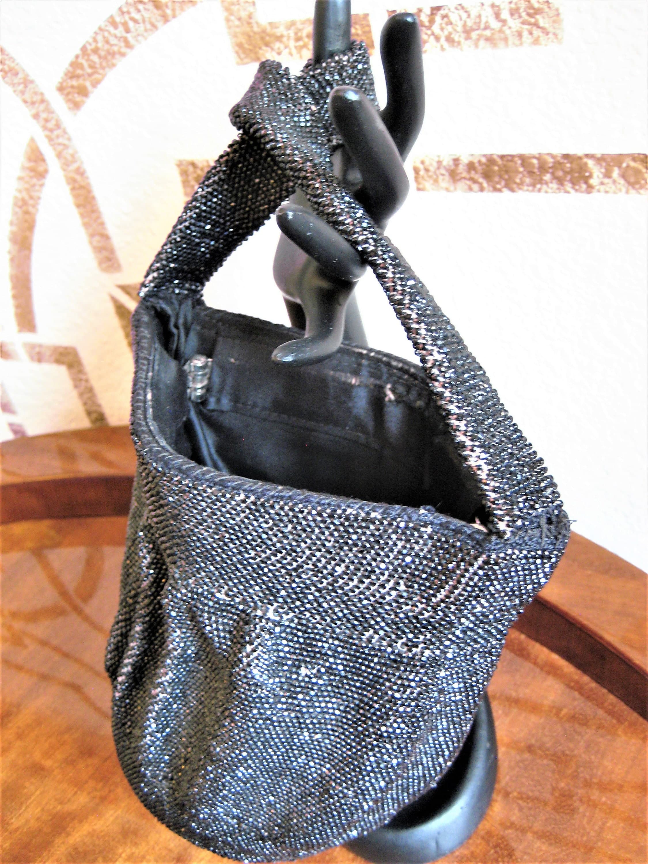 Beaded Evening Bag, Carnival Glass, Hinged Frame, Dance Purse, Vintage - image 4