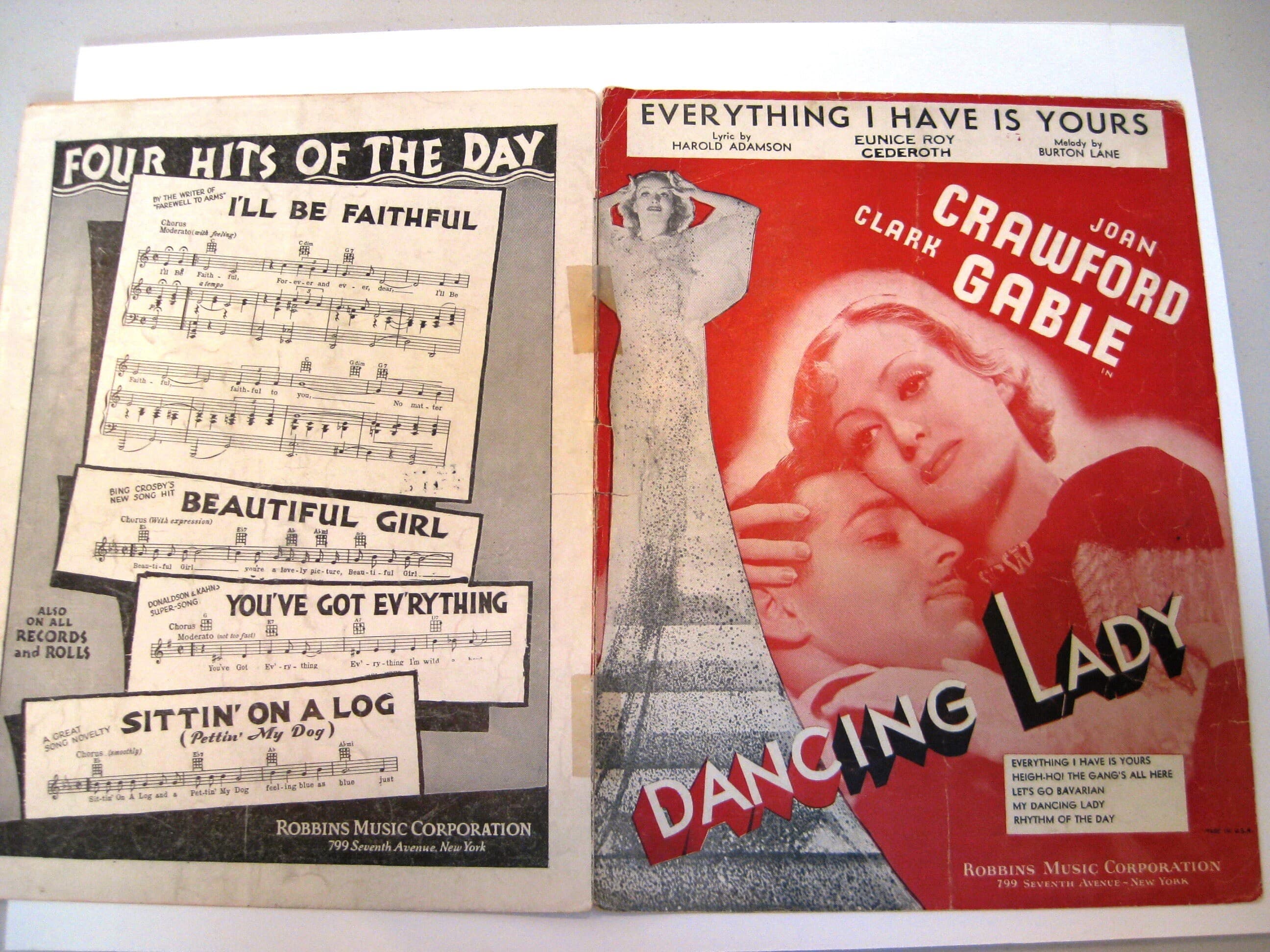 Joan Crawford Clark Gable, Dancing Lady Sheet Music, Matted 14x18, 1933 - image 5