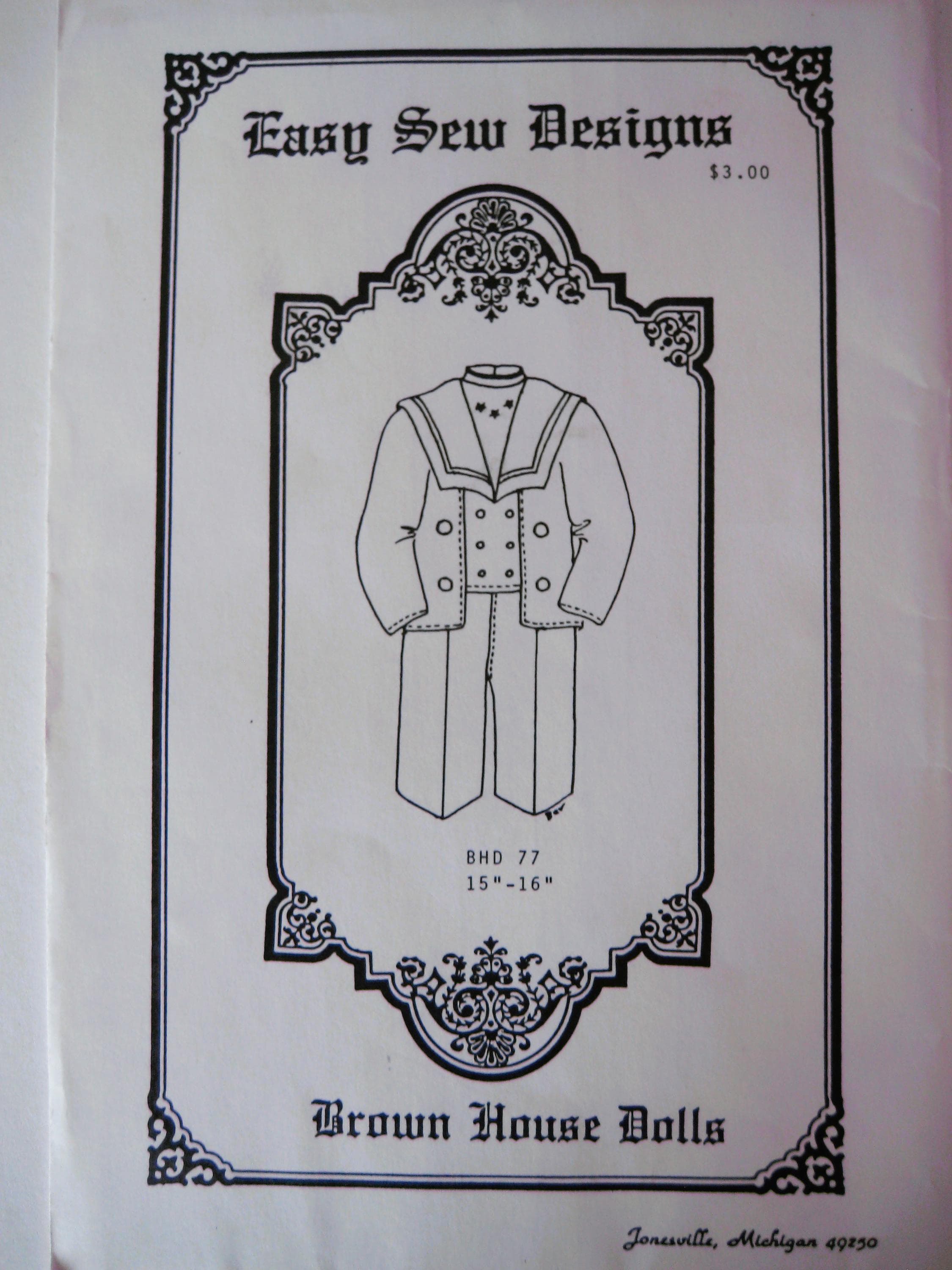 Pattern, Doll Sailor Outfit – Uncut, 15-16 inch Dolls, Vintage 1980s - image 5