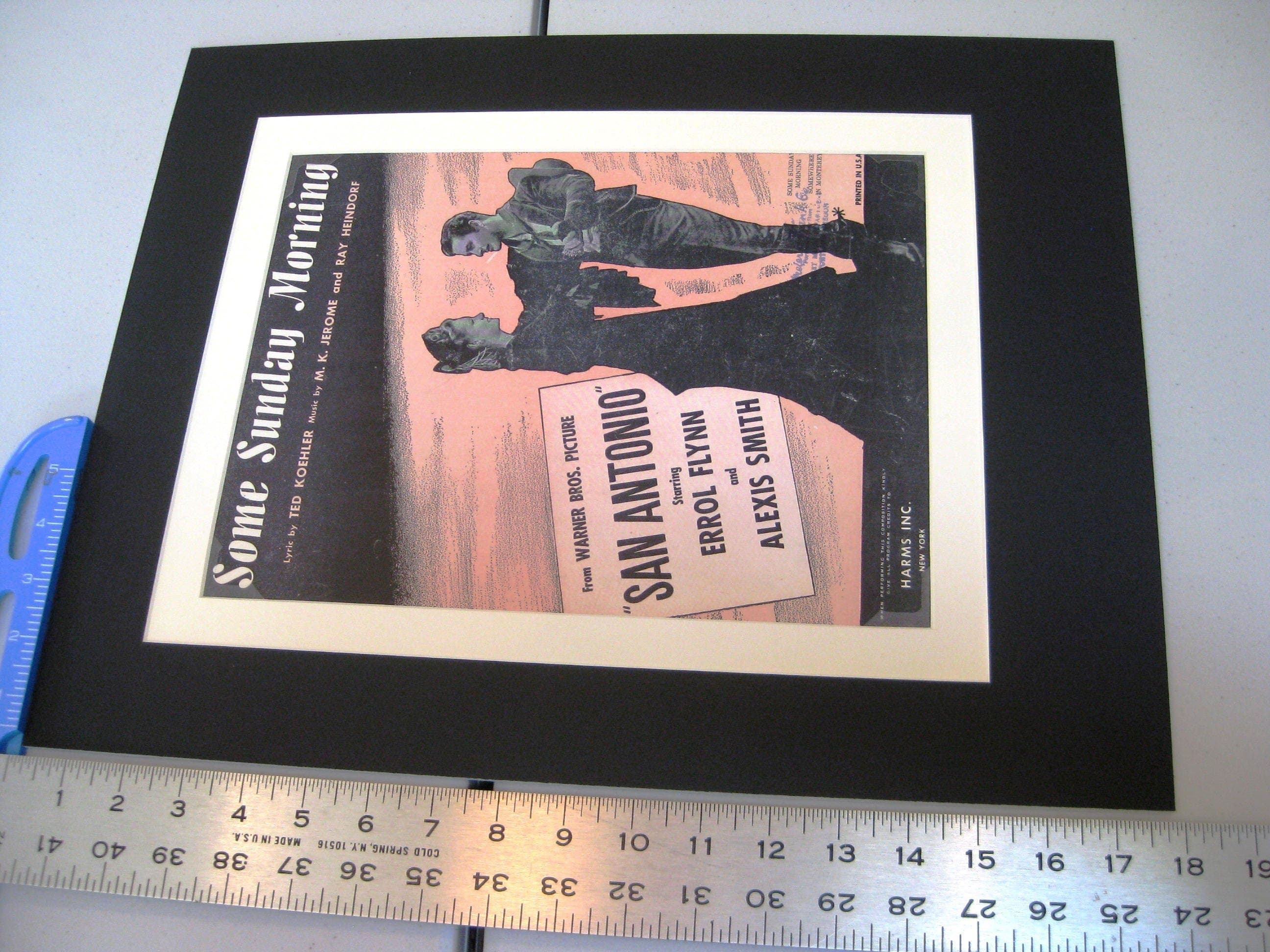 Errol Flynn "San Antonio" Sheet Music, Matted Movie Art - image 4