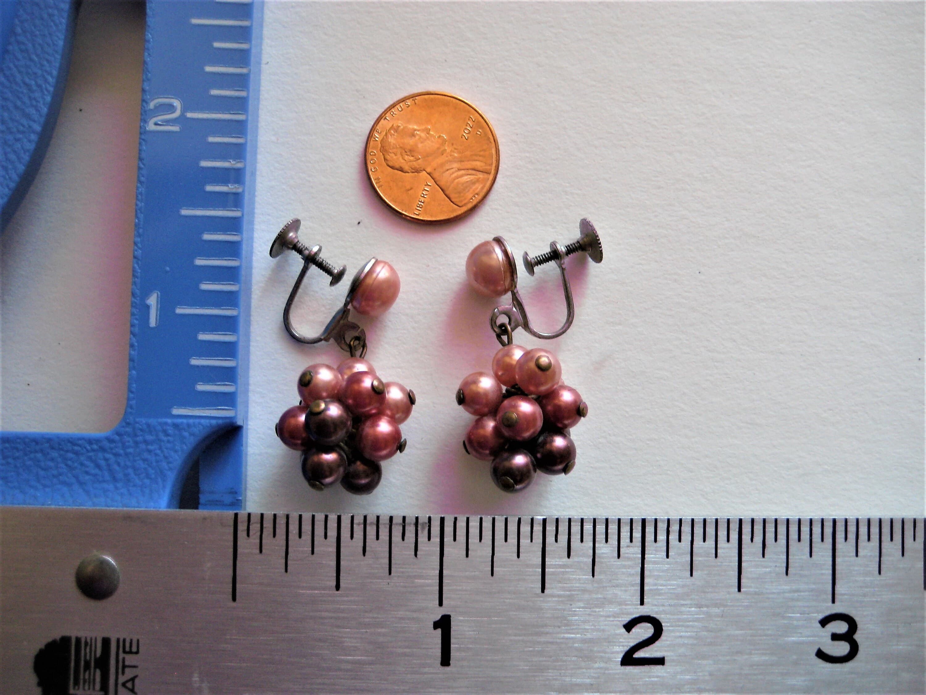 Earrings, Screw-Back Style, Faux Pearl Clusters, Silver Tone, Vintage - image 3