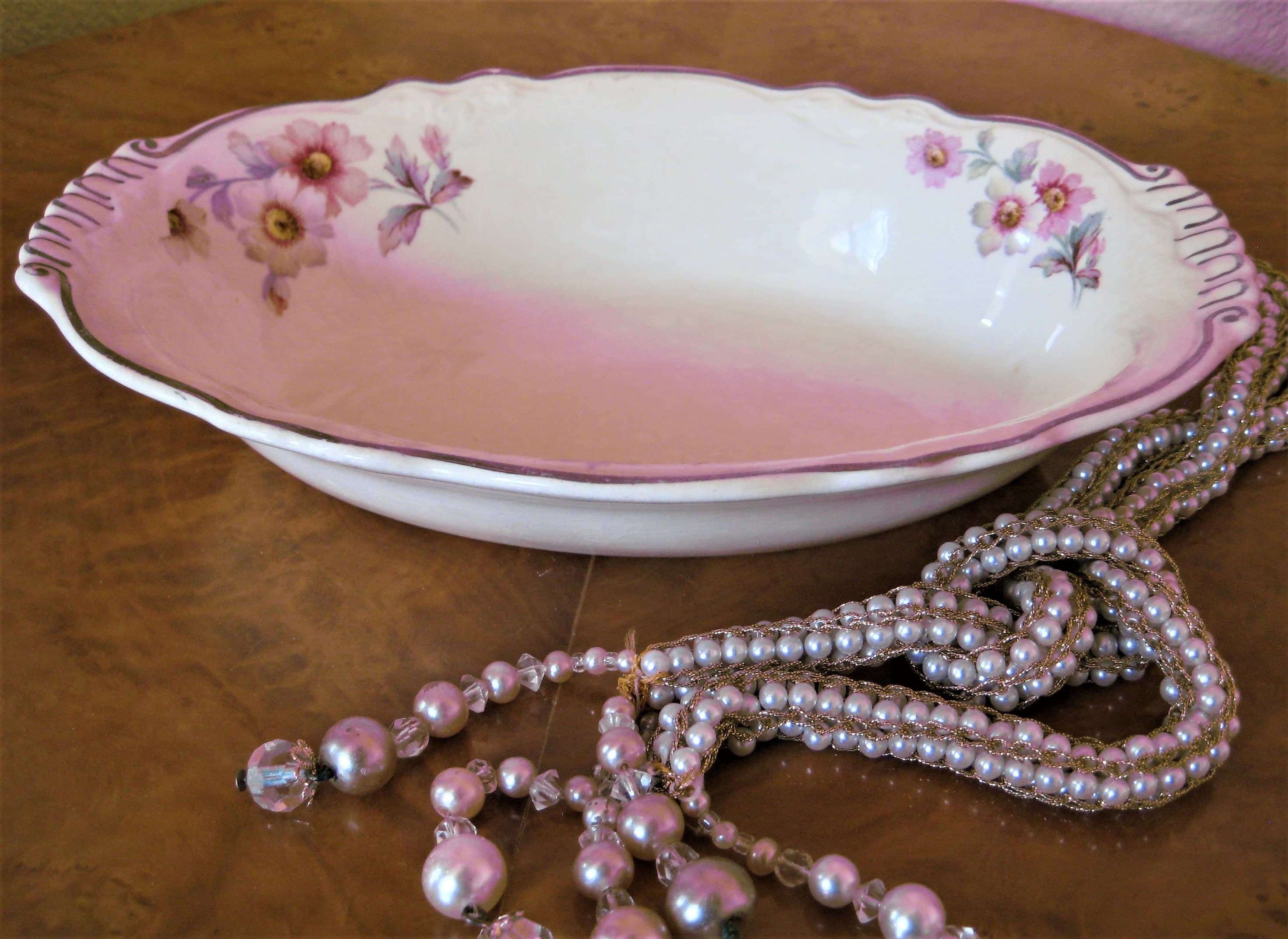 Vintage Homer Laughlin Oval Serving Bowl, Virginia Rose Pattern