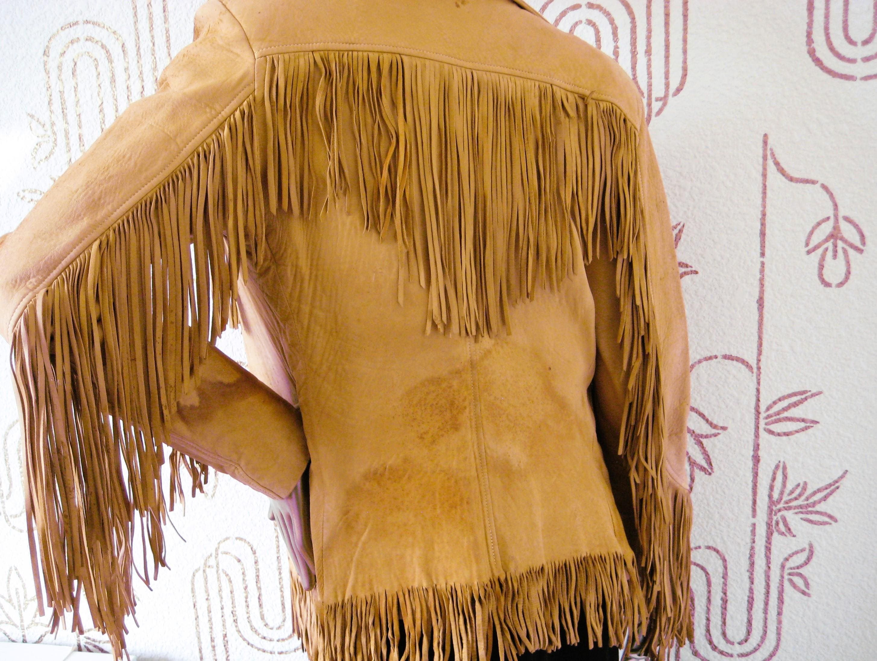 Fringed Leather Jacket, Western Cowboy Style, STRATASPHERE Denver, Vintage Boho Design