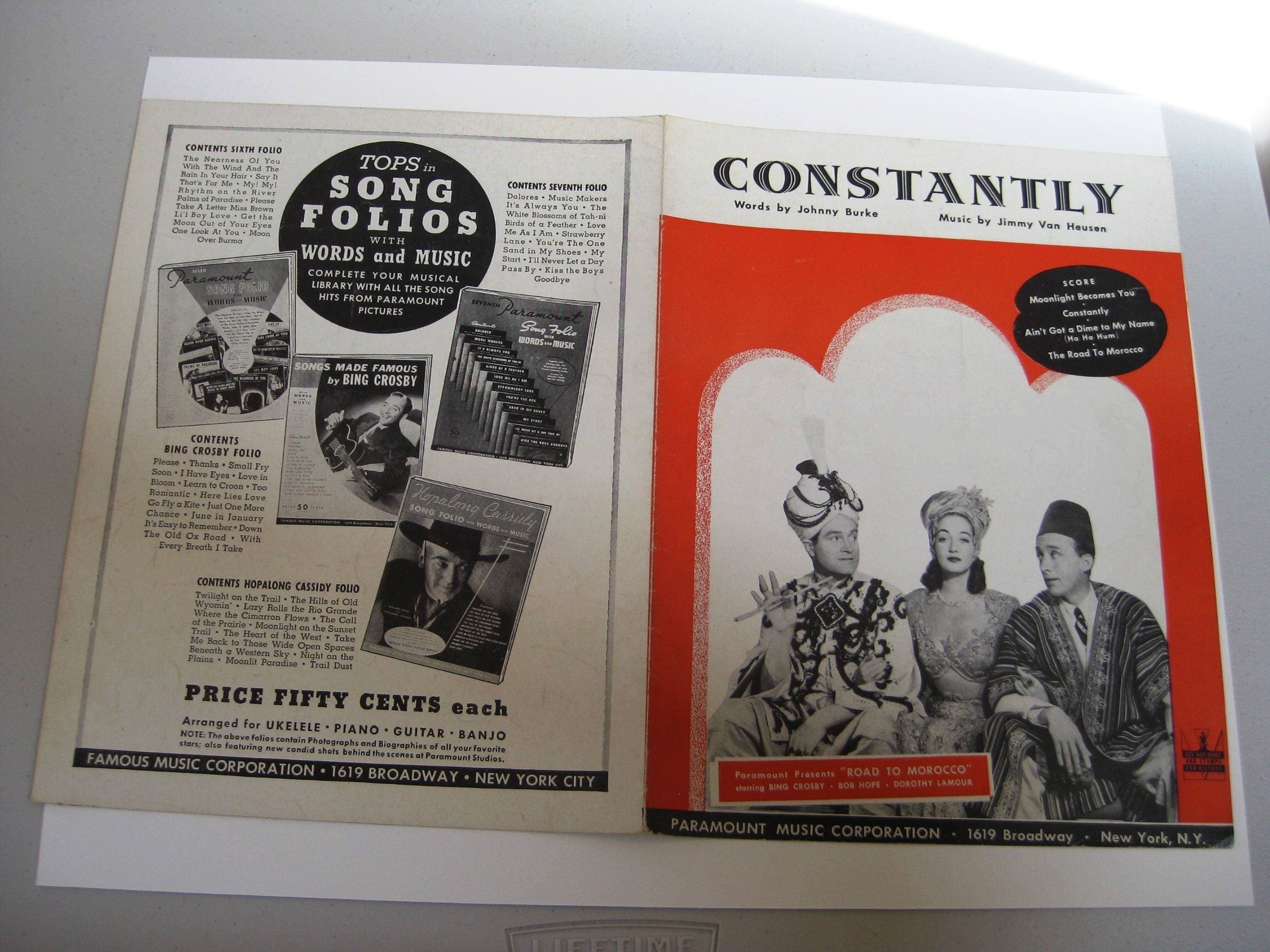 Vintage "Constantly" Sheet Music, Road to Morocco, Matted 14x18 - image 4