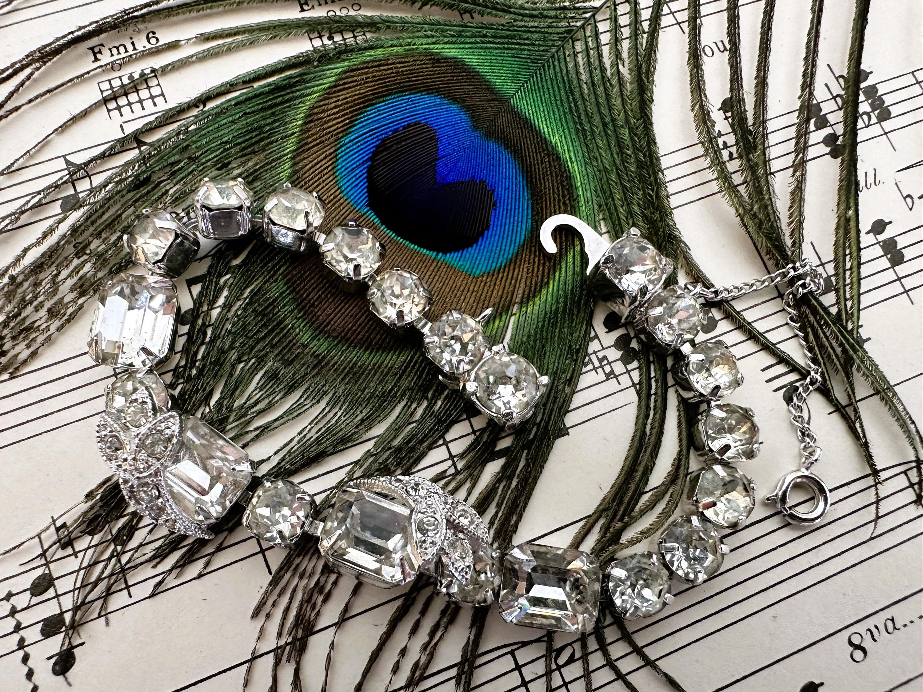 Rhinestone Bracelet, Eisenberg Ice Silver Tone, Vintage Bridal Jewelry, Estate Find
