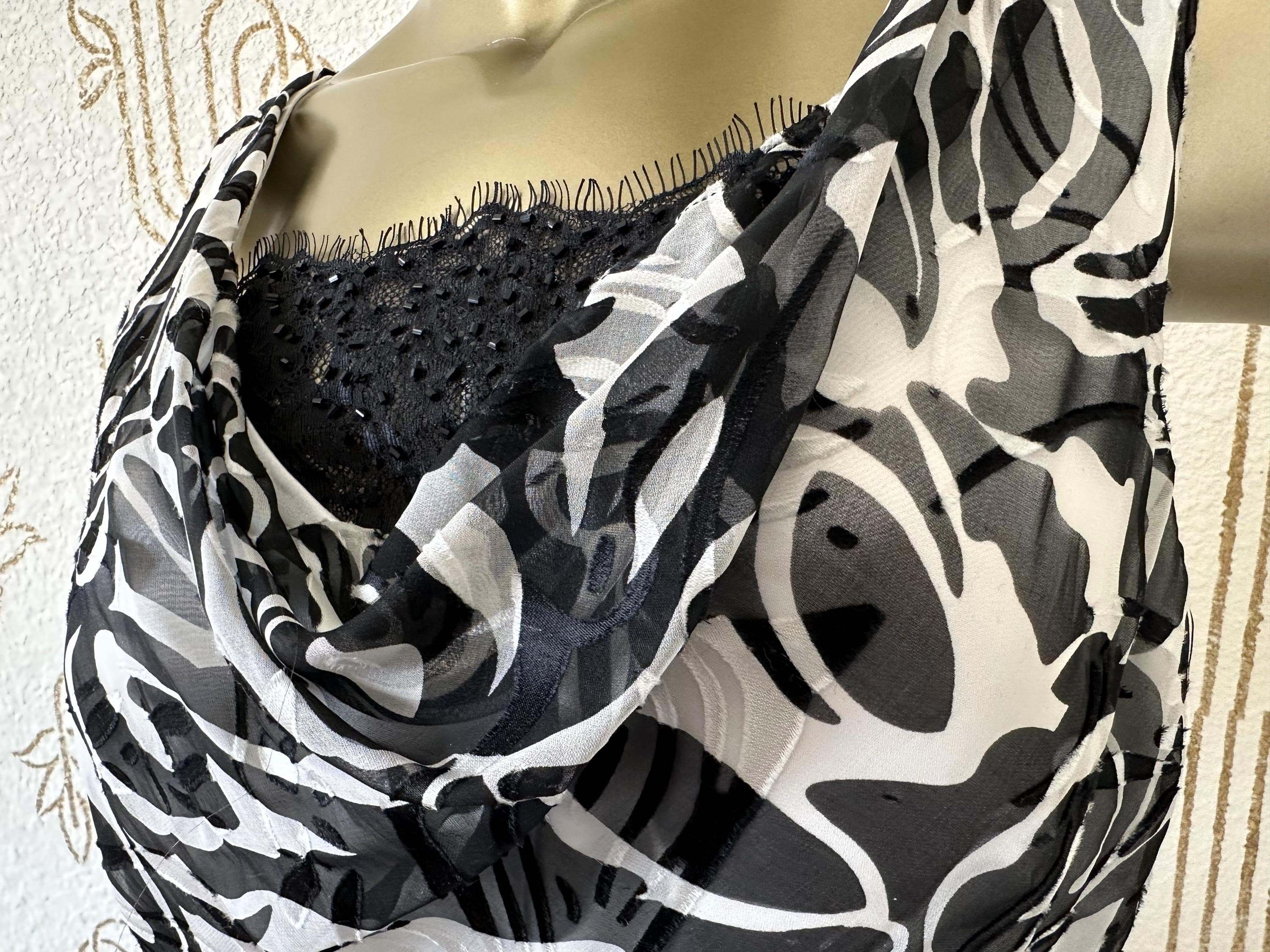 Dress, JS Boutique, Black & White, Tea Length Gown, Size 12, Sleeveless, Estate Find - image 4