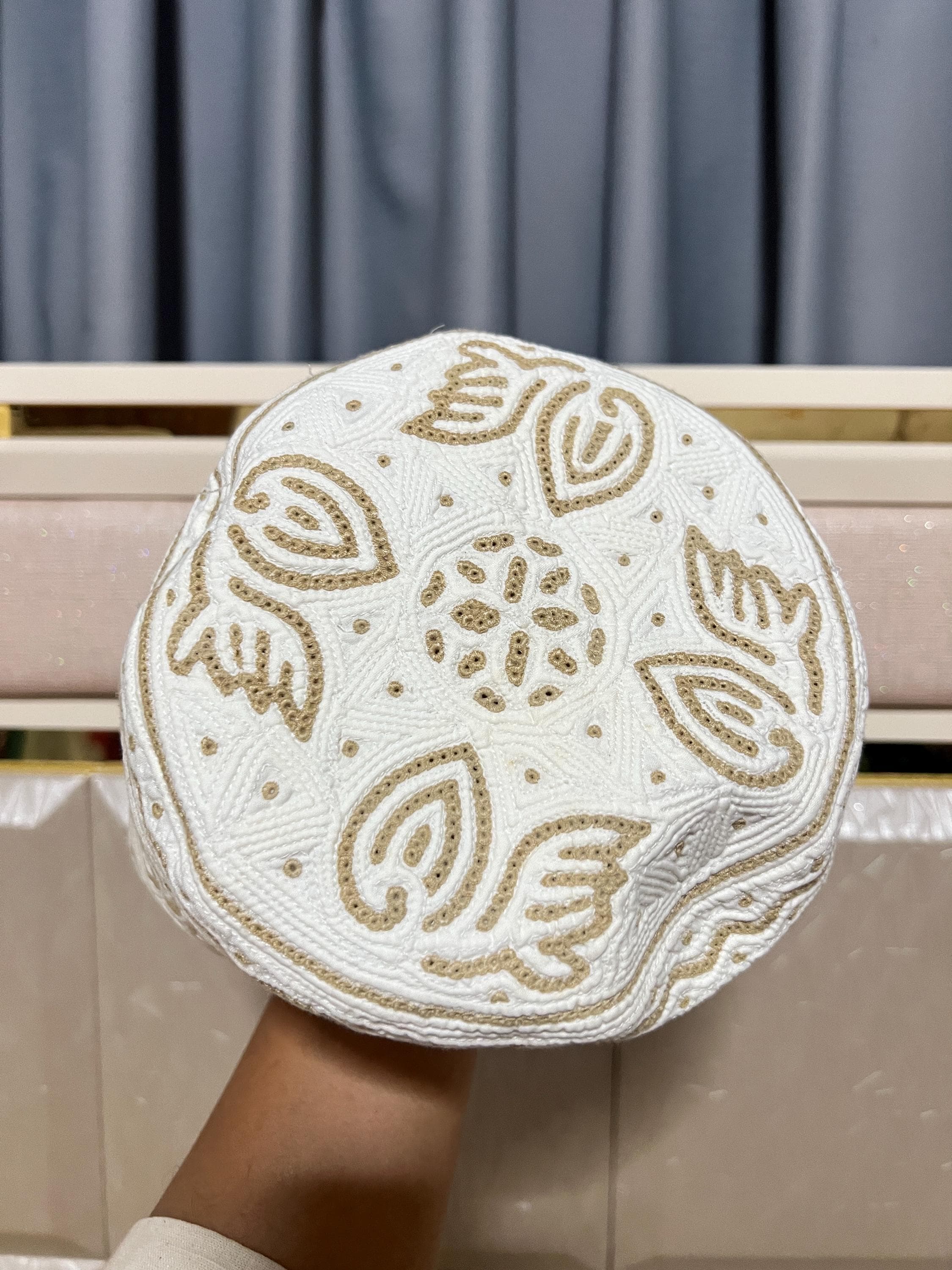 omani Kufi koofi Hat Topi embroidery handmade Cap Islamic Muslim Size 23 arabian mens costume Oman Prayer kuma massar kumma عمان قب Brown - image 4