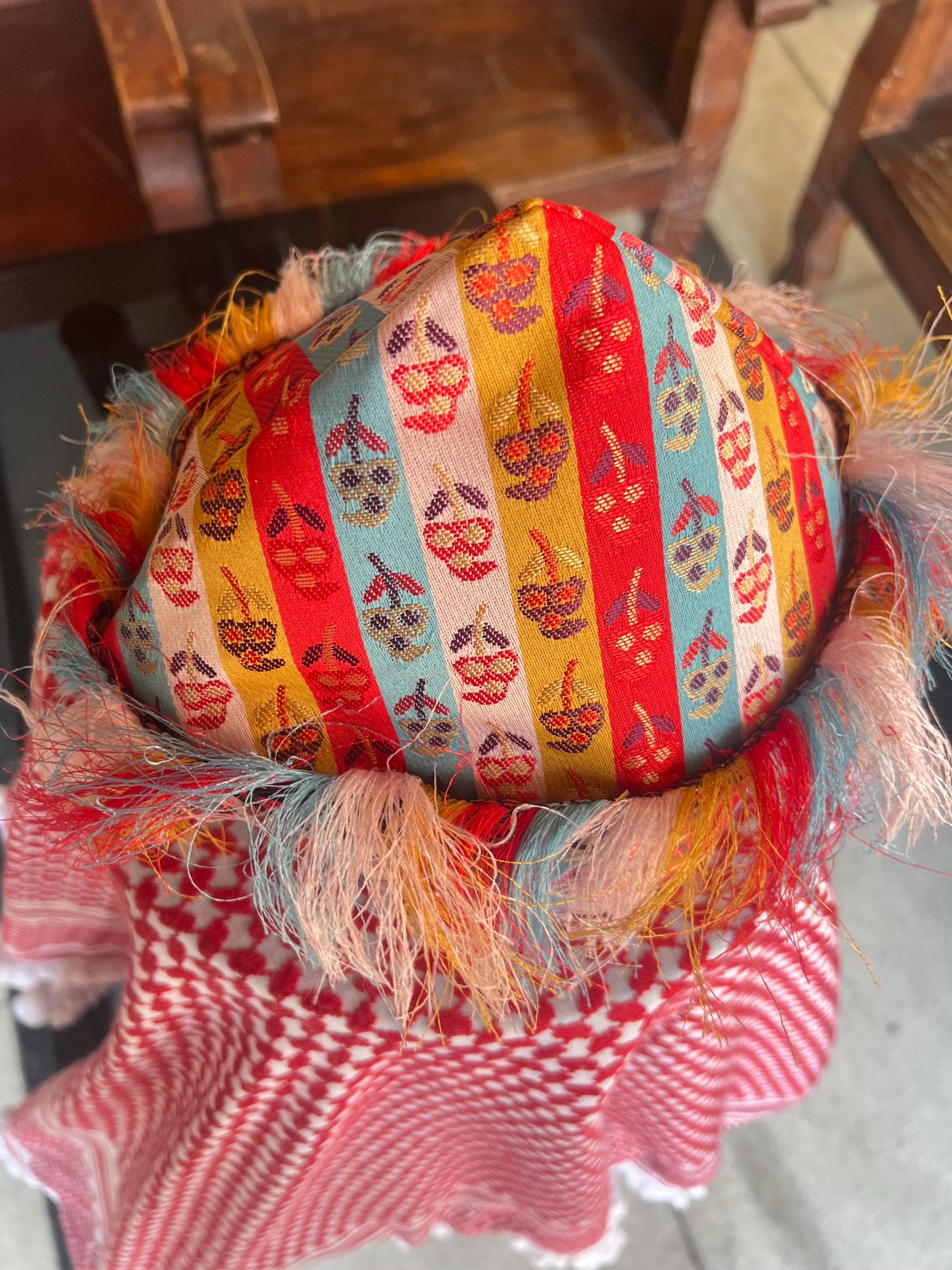Handmade Islamic Kufi Prayer Sufi Hat Dome Shaped Uzbek Men Inspired Muslim Cap with Colorful Tassels for Salah and Cultural Wear Size 24 - image 4