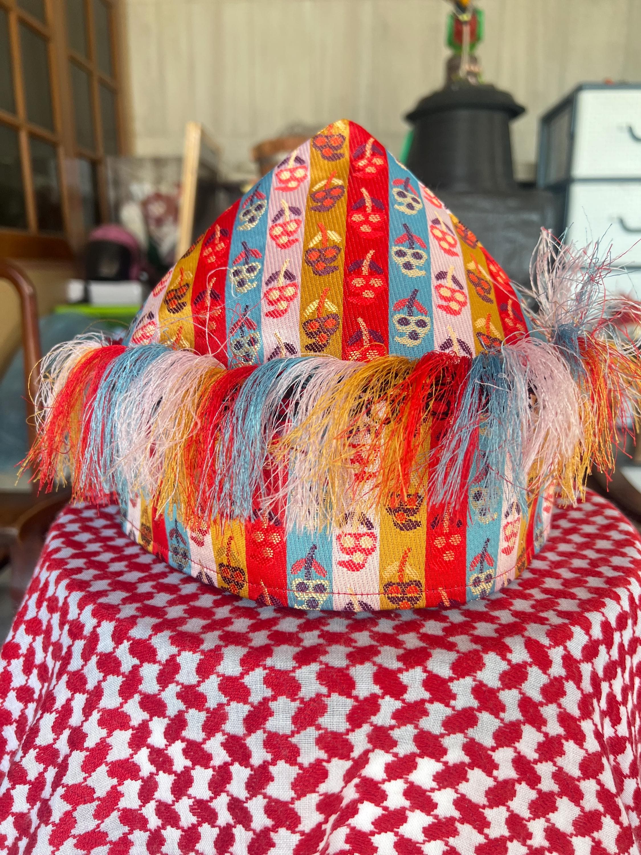 Handmade Islamic Kufi Prayer Sufi Hat Dome Shaped Uzbek Men Inspired Muslim Cap with Colorful Tassels for Salah and Cultural Wear Size 24 - image 3
