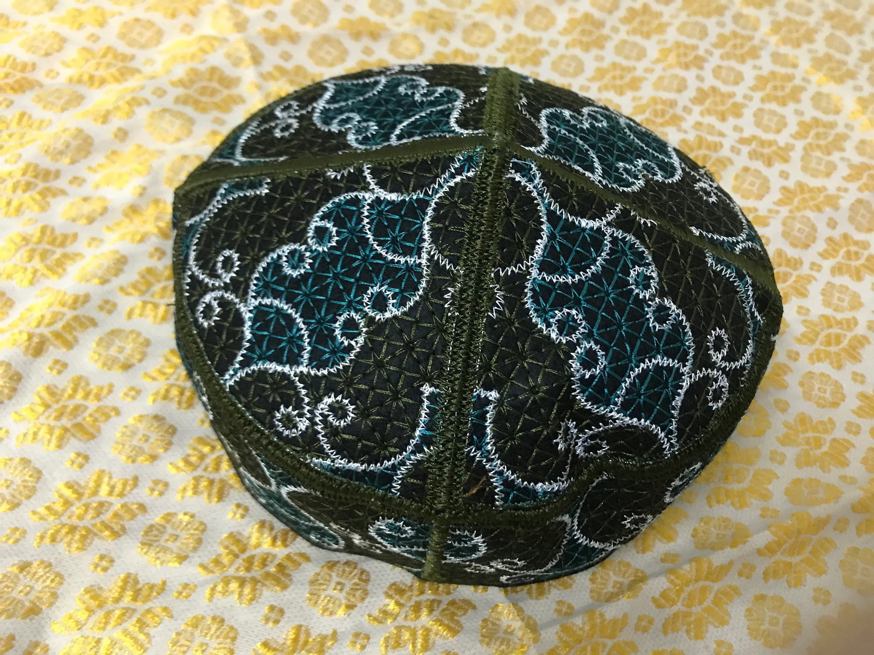 Size 58 F4 tribal vintage cap Islamic Men Hat Muslim salat Imam Hat Embrodery Beanie Kufi prayer ramadan Umrah Hajj Biker Boho Chris Monk - image 3