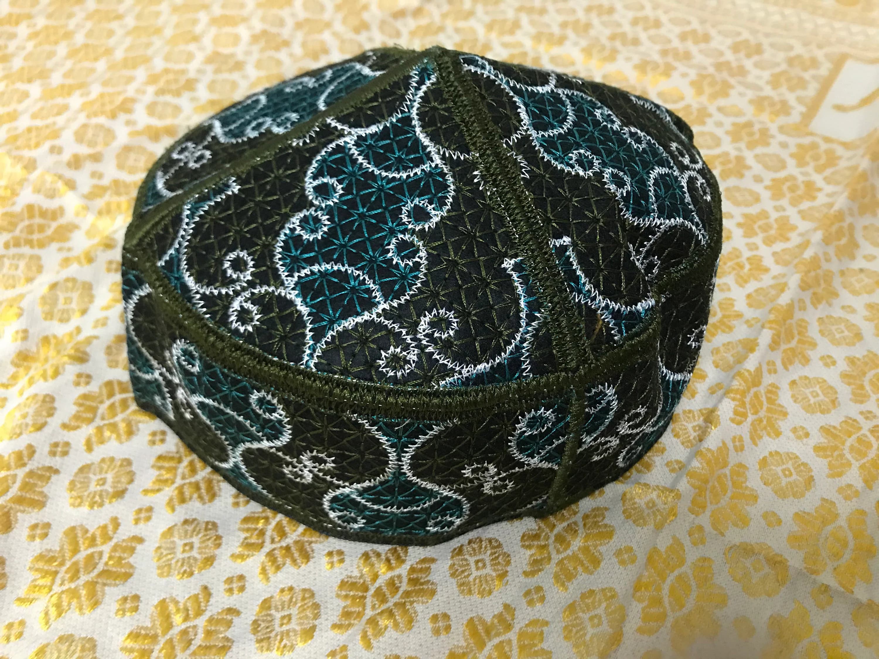 Size 58 F4 tribal vintage cap Islamic Men Hat Muslim salat Imam Hat Embrodery Beanie Kufi prayer ramadan Umrah Hajj Biker Boho Chris Monk