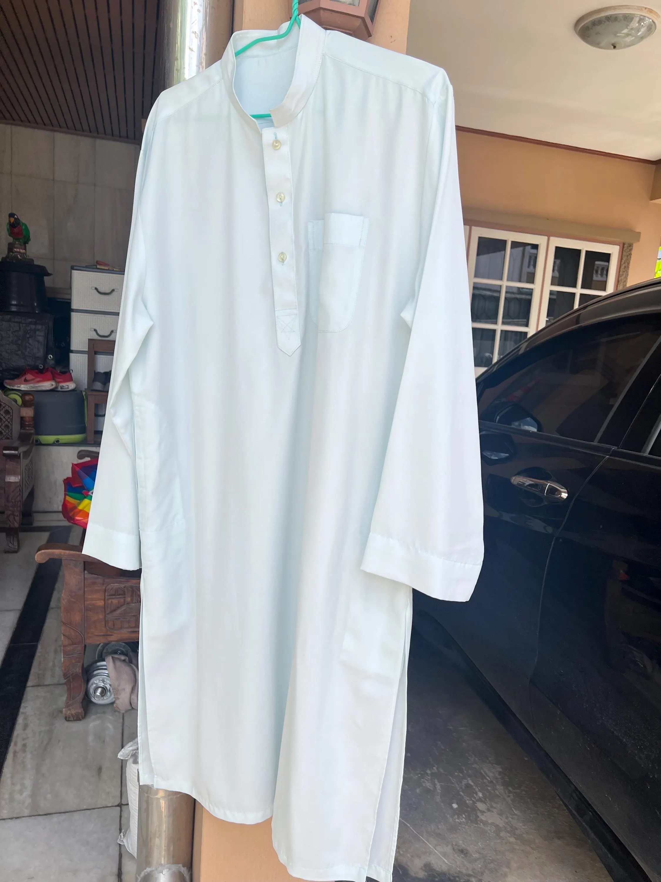 Vintage muslim Mens Kurta Shirt, Chest 48", Length 44", Long Sleeve Thobe, Modest Islamic Clothing, Soft Lightweight Comfortable Fabric T4