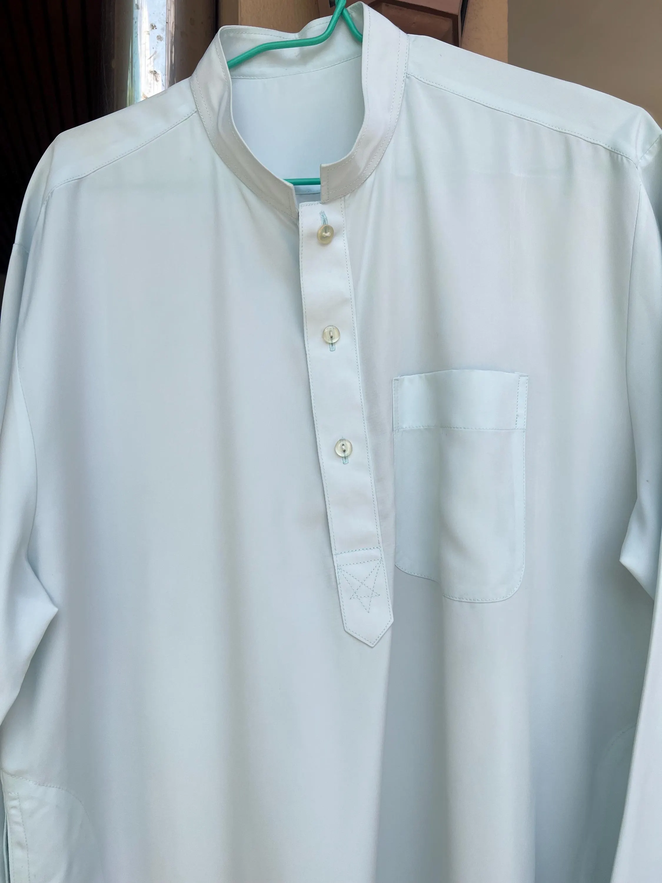 Vintage muslim Mens Kurta Shirt, Chest 48", Length 44", Long Sleeve Thobe, Modest Islamic Clothing, Soft Lightweight Comfortable Fabric T4 - image 4