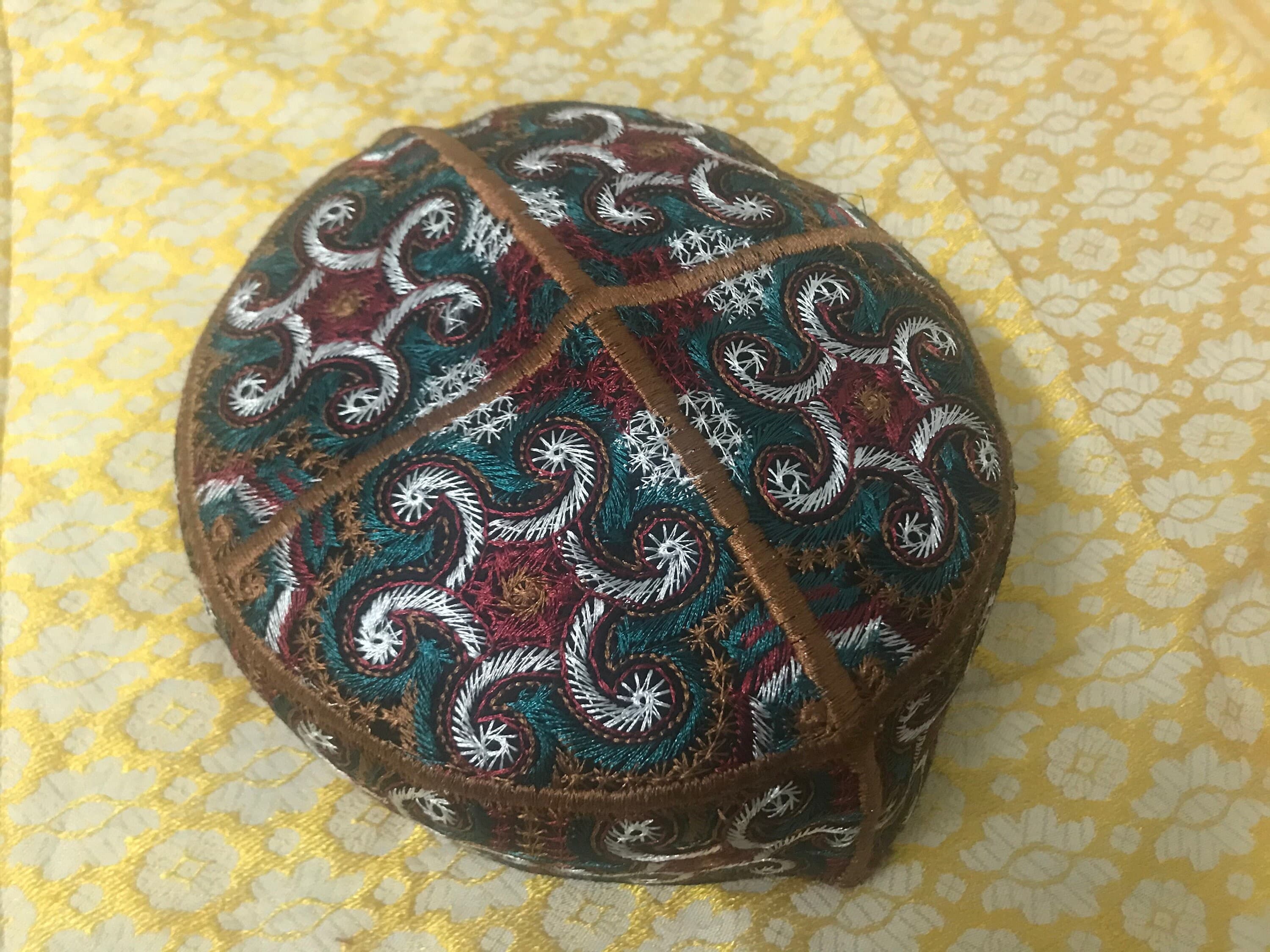 Size 58 F27 tribal vintage cap Islamic Men Hat Muslim salat Imam Hat Embrodery Beanie Kufi prayer ramadan Umrah Hajj Biker Boho Spiral