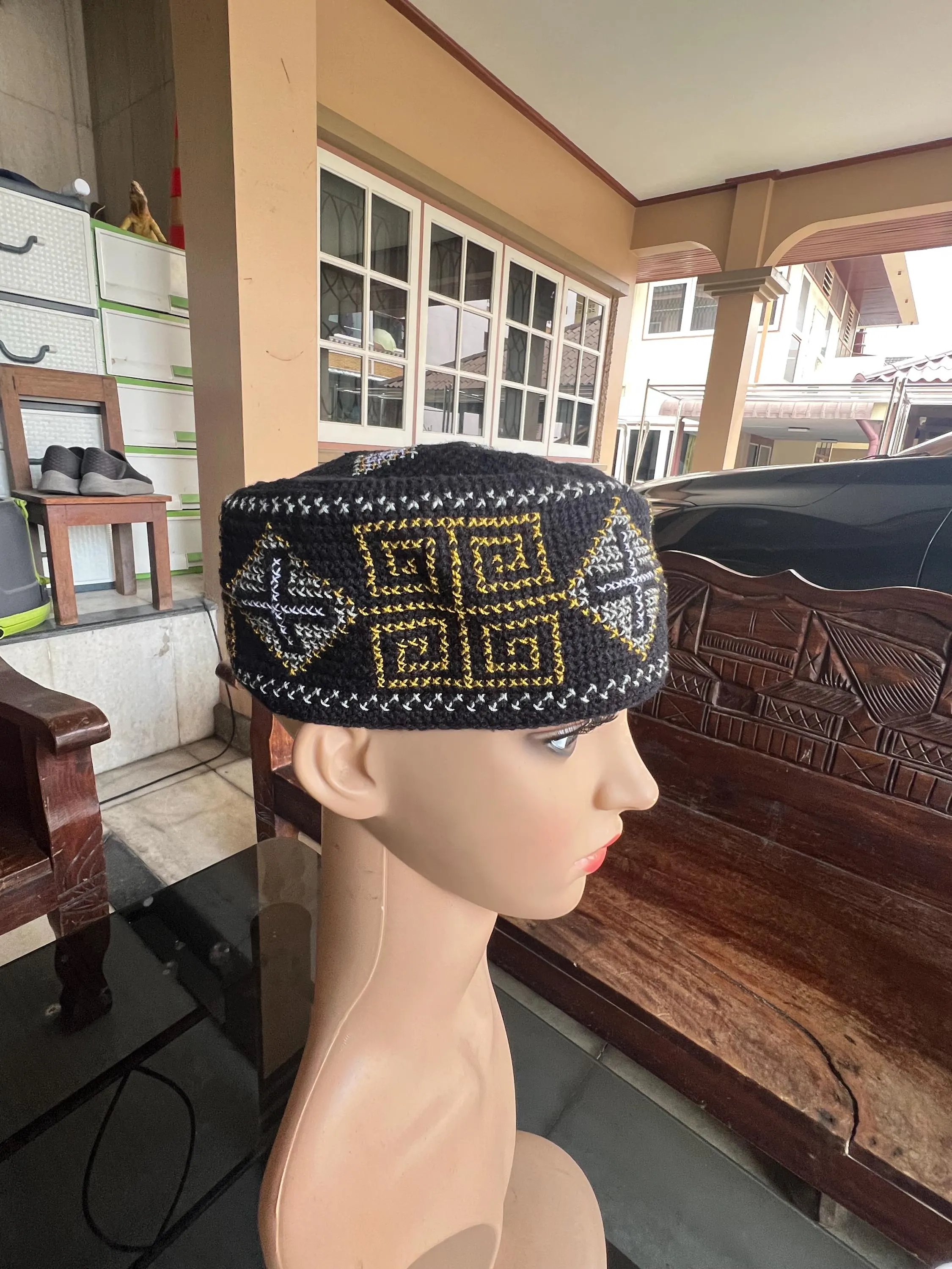 Chirstian Hat Kofi Eastern Orthodoxy priests Crochet Embroidery Beanie , Size 23 -25 inch Skufia skoufos georgian Cross  yellow Crusad - image 3