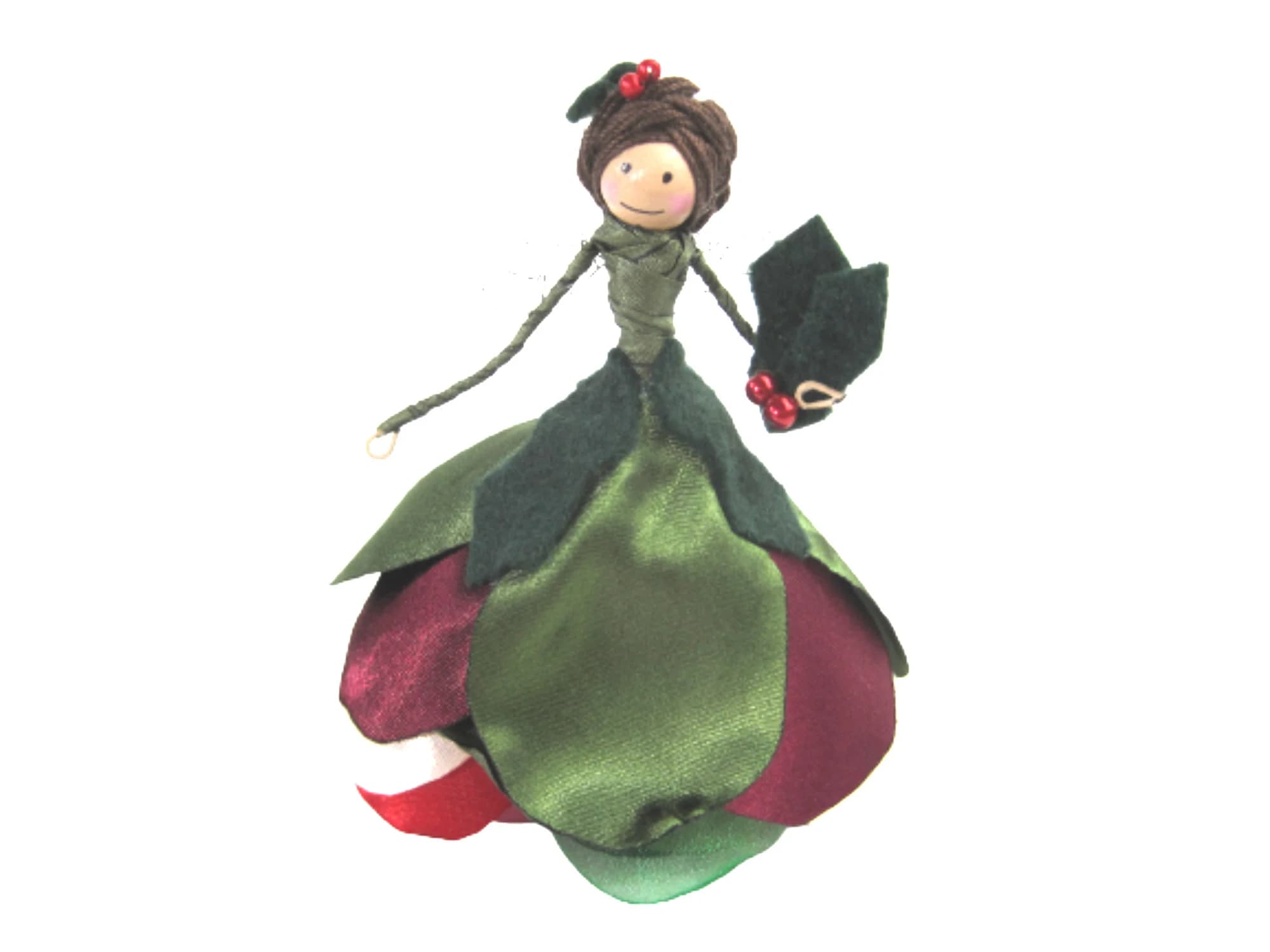 Christmas Holly Fairy Ornament, Festive Holiday Decor, Gifts for Winter Flower Lovers - Fairy Enthusiasts - Girls - Birthdays - Plant Lovers