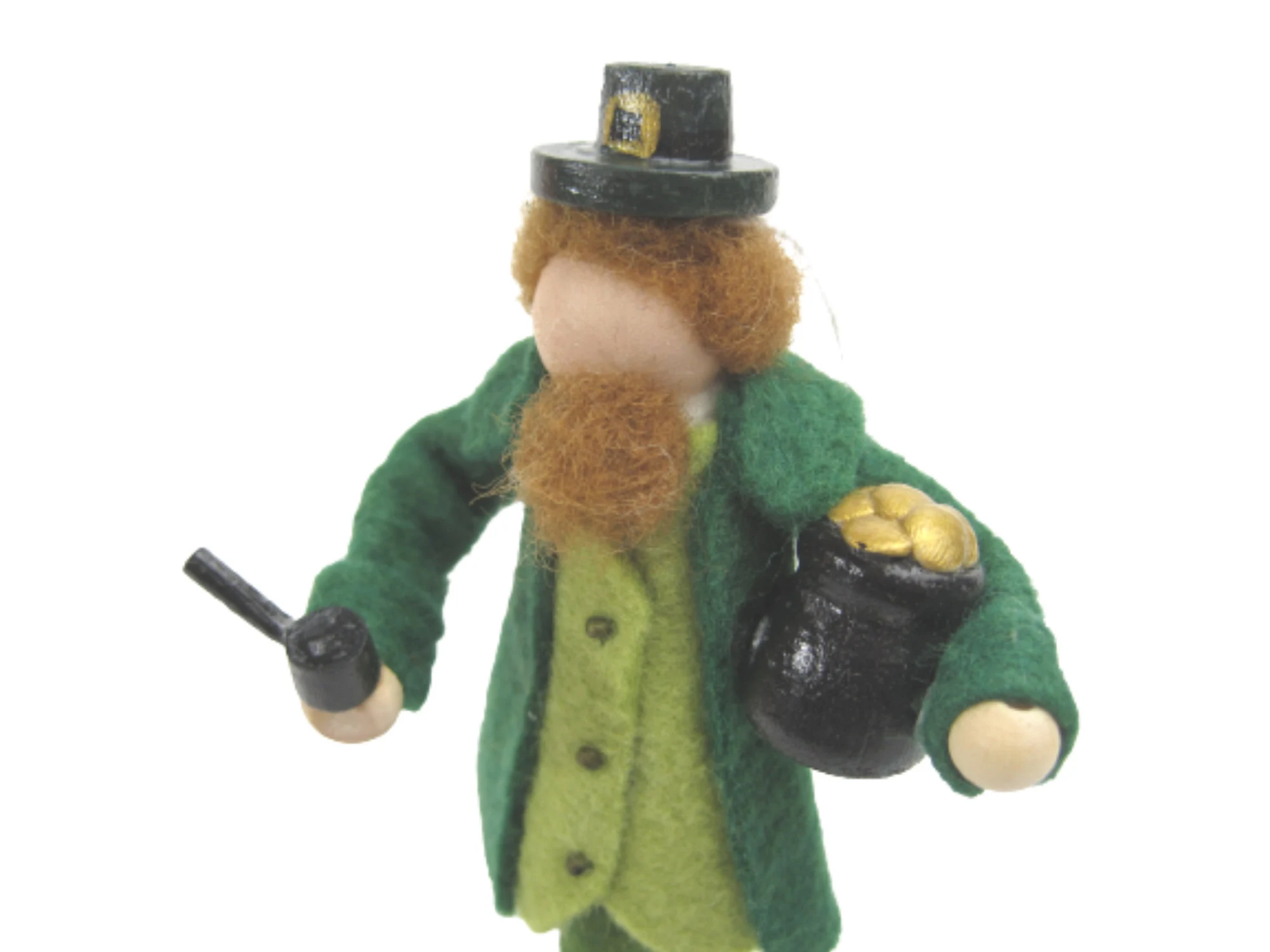 Leprechaun with Pipe and Pot of Gold, Wooden Ornament, Gifts for St Patrick's Day - Irishmen - Leprechaun Decor - Ireland - Lucky Irish