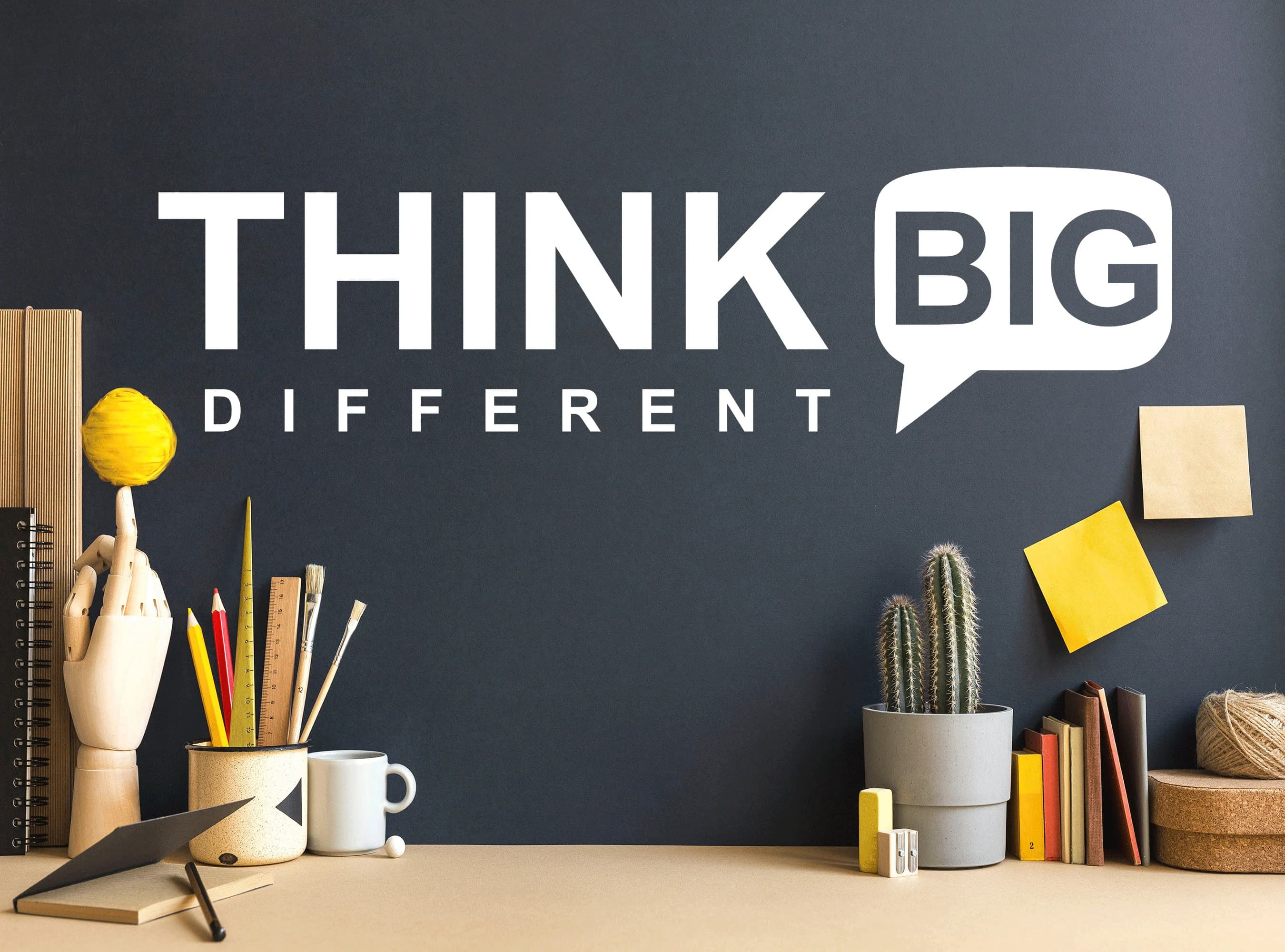 Wall Quote "Think Big" Sticker Modern Transfer PVC Office Work Job Business - image 3