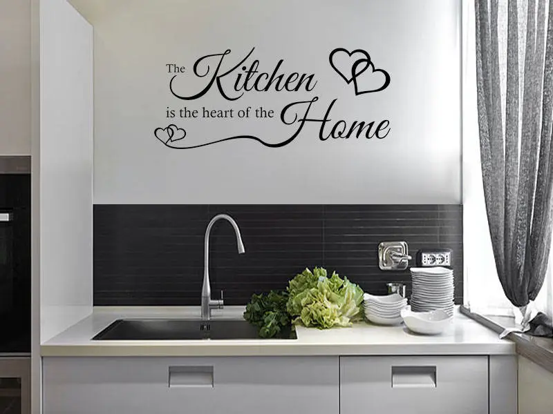 The KITCHEN Is The Heart Of A Home Wall Art Sticker, Vinyl Decal, Modern Transfer.