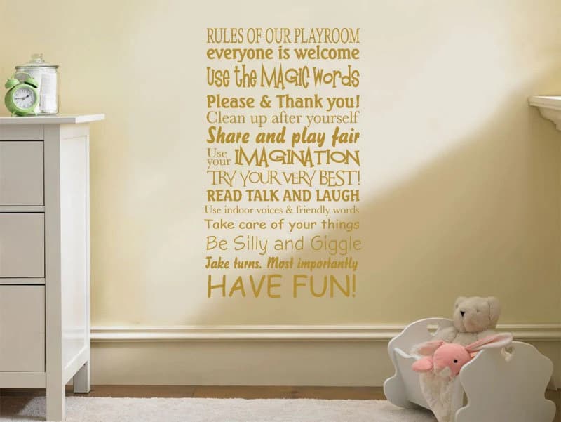 Playroom Rules Wall Decal: Modern Vinyl Wall Art Sticker