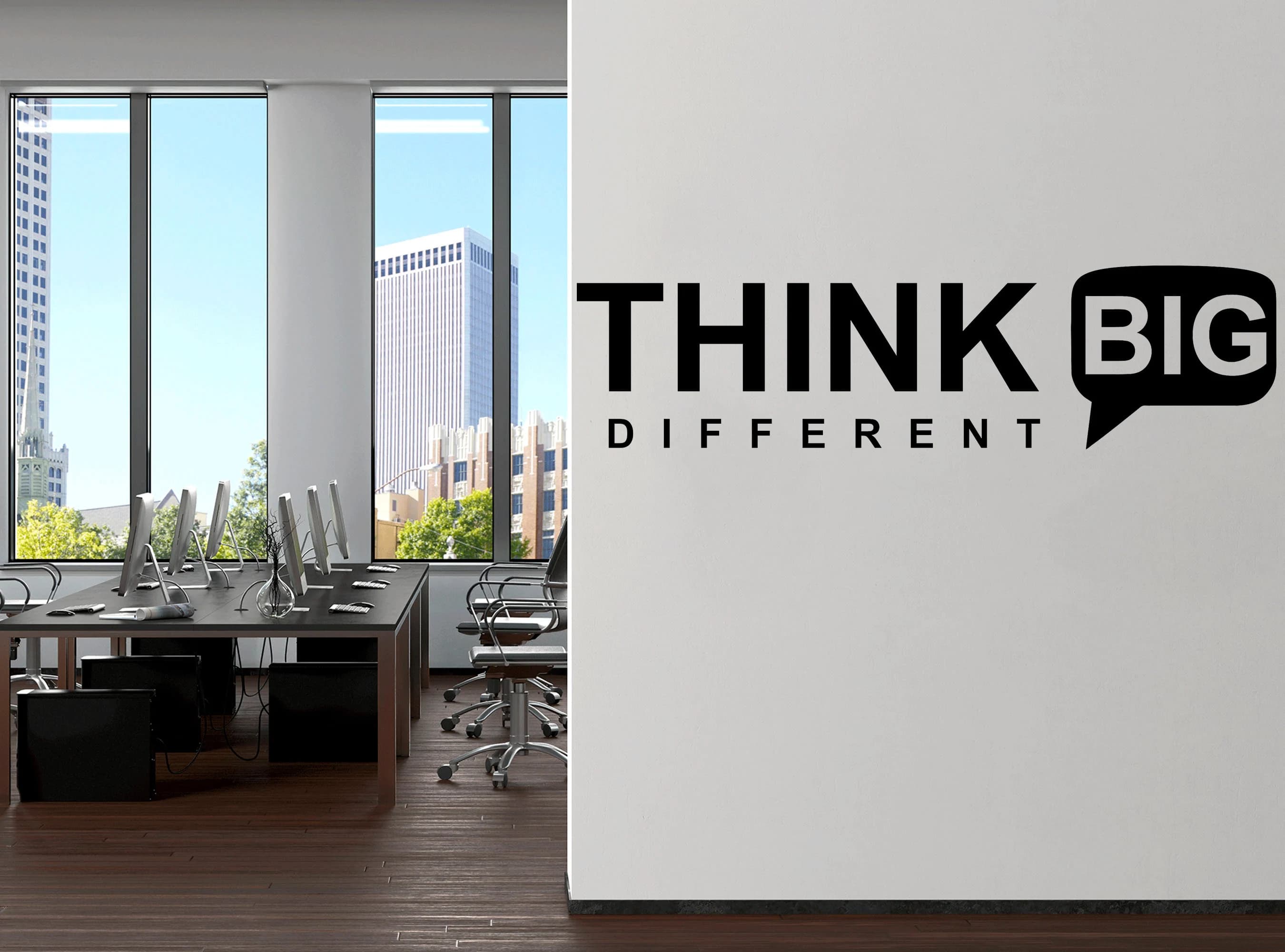 Wall Quote "Think Big" Sticker Modern Transfer PVC Office Work Job Business