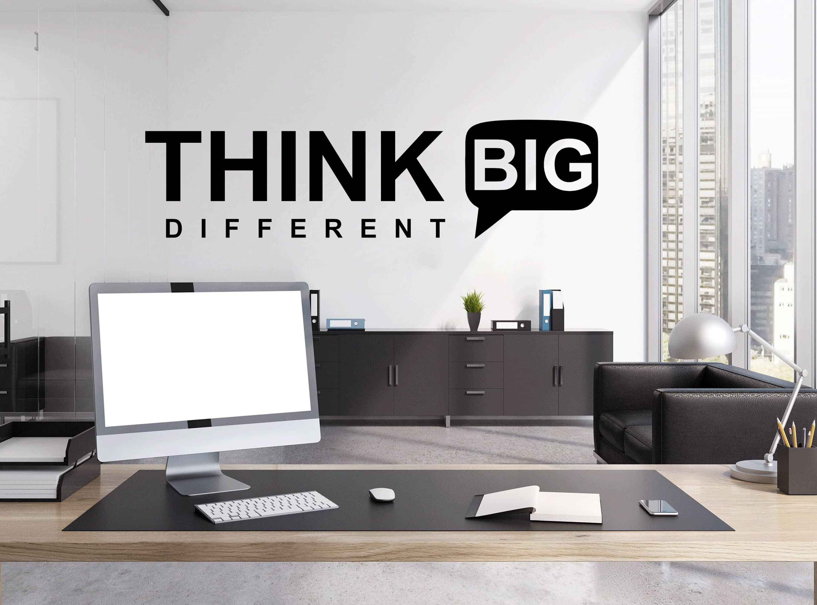 Wall Quote "Think Big" Sticker Modern Transfer PVC Office Work Job Business - image 5