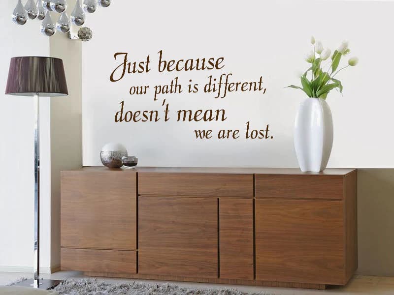 Wall Quote 'Our path is different' Sticker, Vinyl Transfer Sticker Decal, Inspirational, Homely, Family