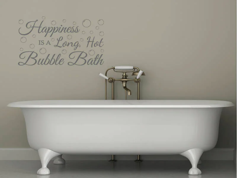 Bathroom Wall Quote "Happiness is..." Wall Art Sticker, Vinyl Transfer, Decal.