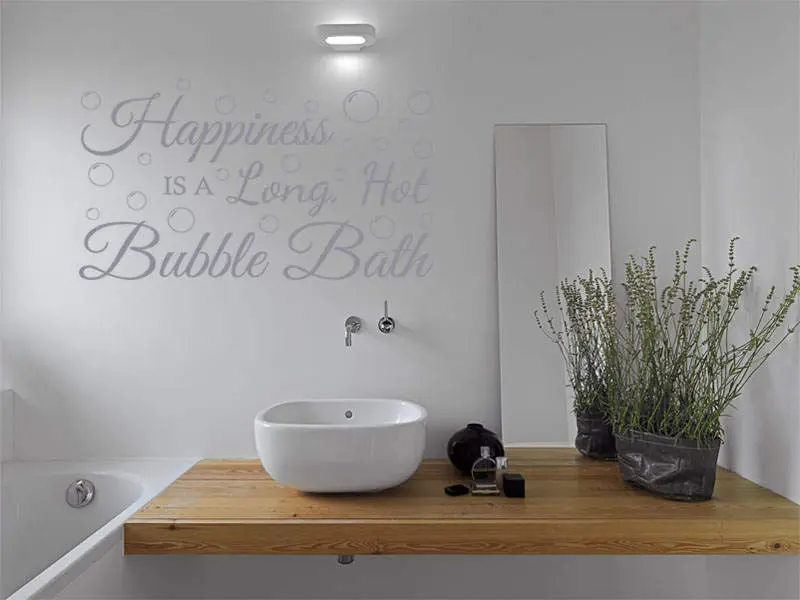 Bathroom Wall Quote "Happiness is..." Wall Art Sticker, Vinyl Transfer, Decal. - image 4