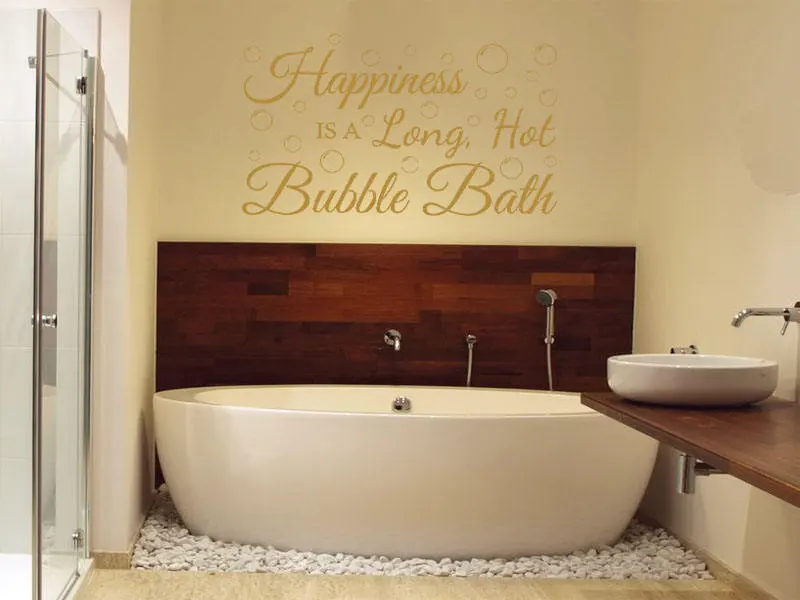 Bathroom Wall Quote "Happiness is..." Wall Art Sticker, Vinyl Transfer, Decal. - image 3