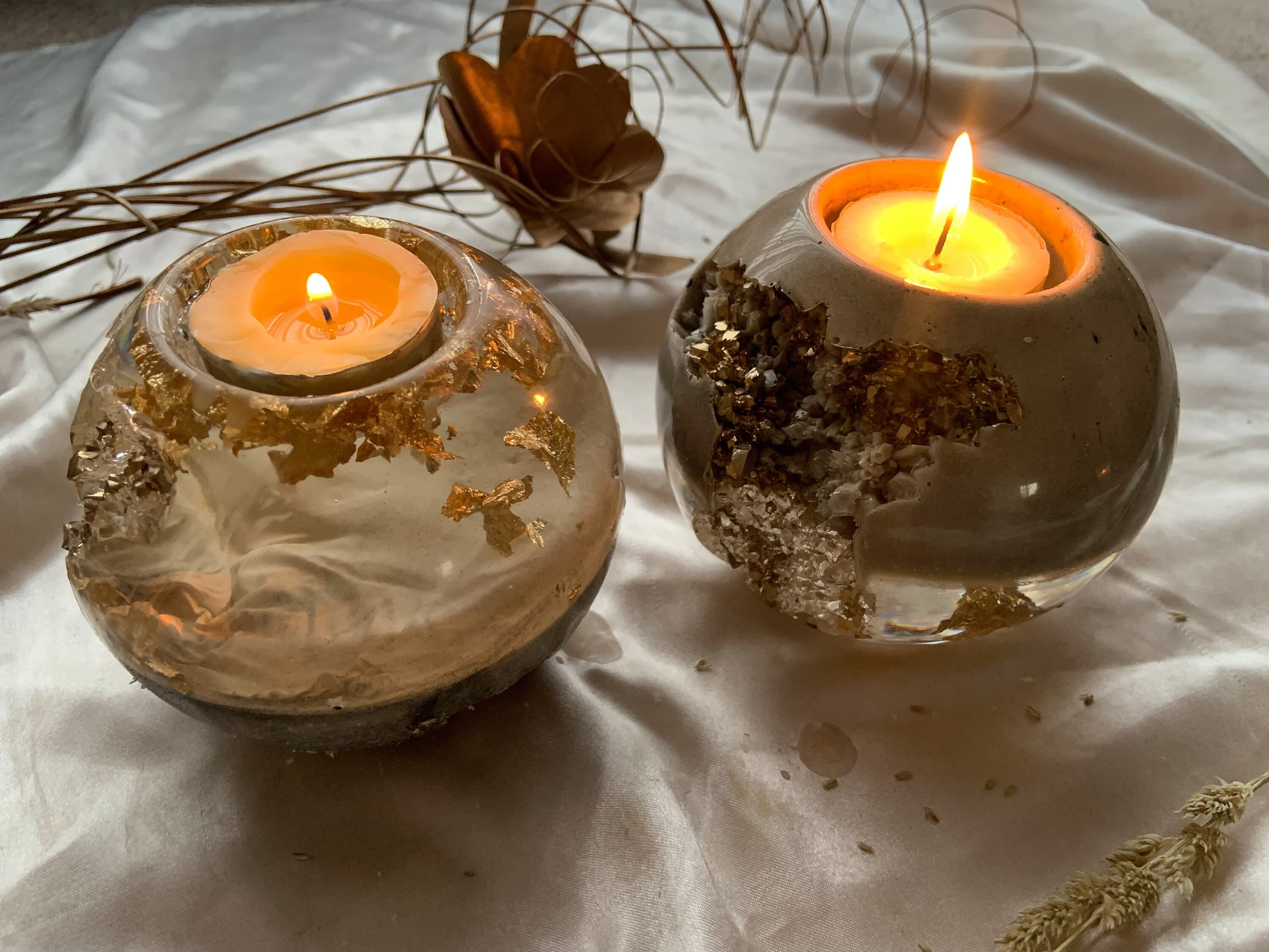 Geode Cave Tea Light Holder|Resin Tea light holder|Nature inspired art|Unique gifts|Wedding gift|Ramadan Table Decor||Bespoke gift|Resin art - image 3