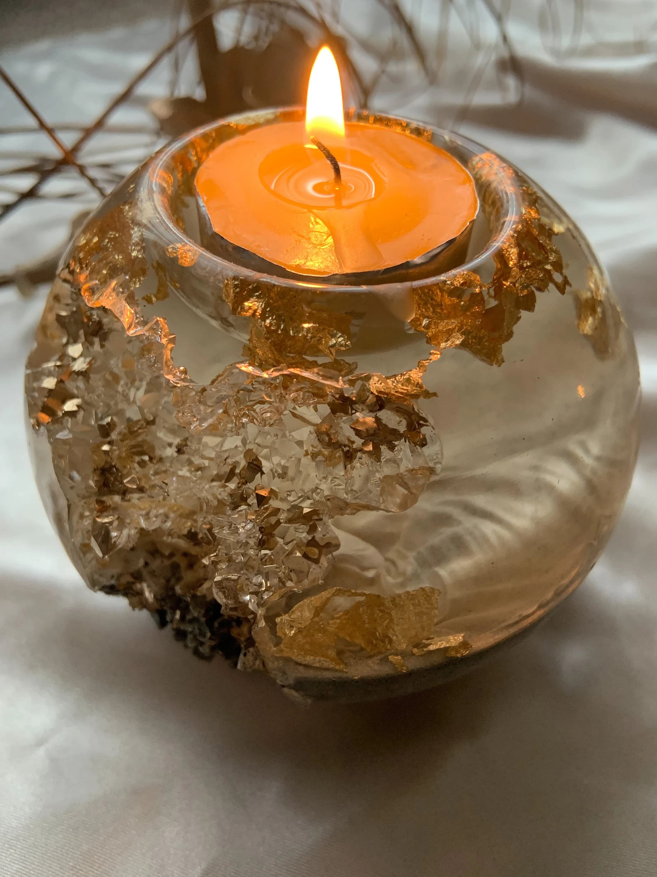 Geode Cave Tea Light Holder|Resin Tea light holder|Nature inspired art|Unique gifts|Wedding gift|Ramadan Table Decor||Bespoke gift|Resin art - image 4