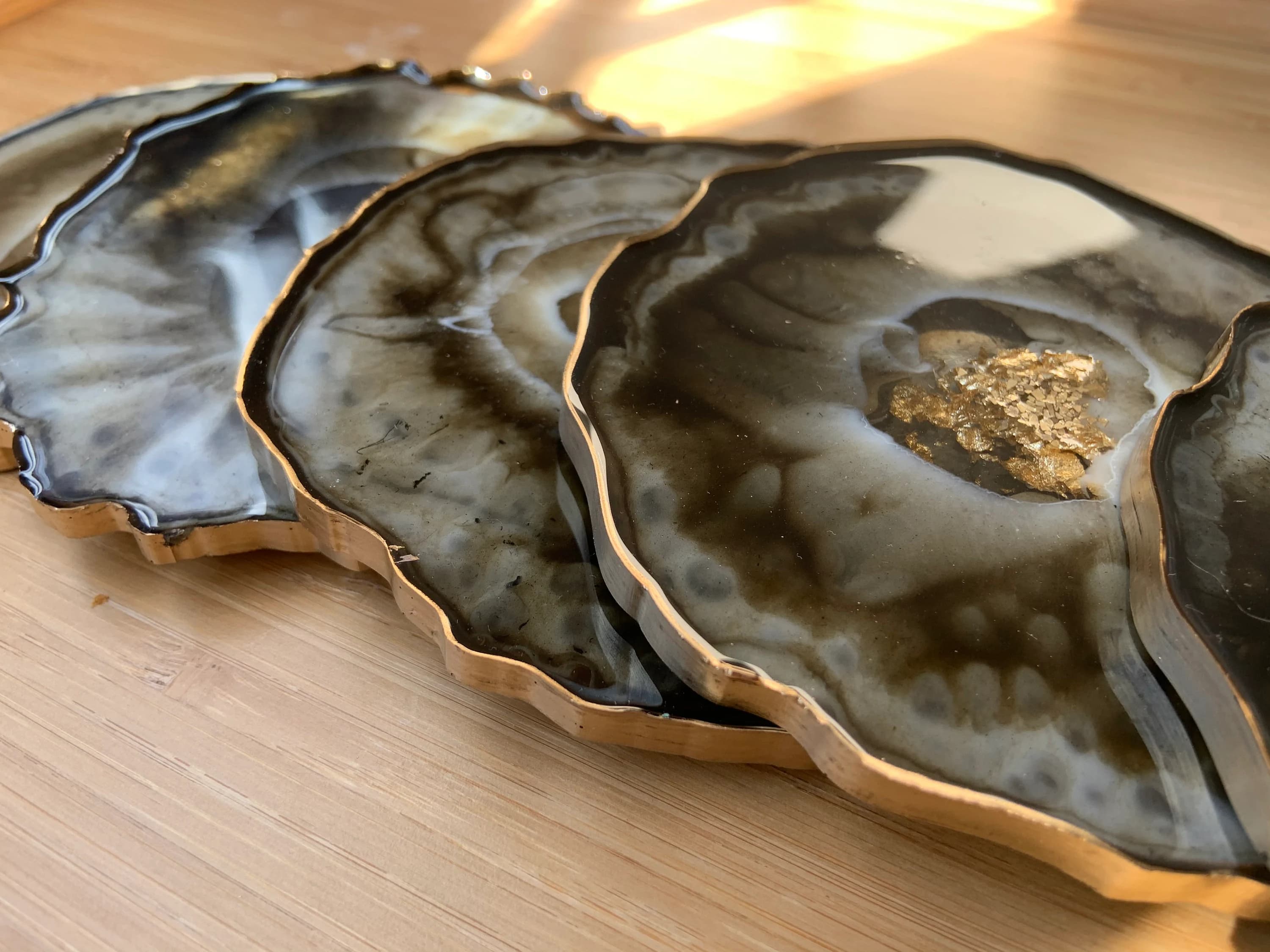 TIGER EYES Coasters|Resin coaster set|African coasters|Neutral coaster set|Table decor|Luxury table|Gift for him|Earth tones art |Handmade - image 3